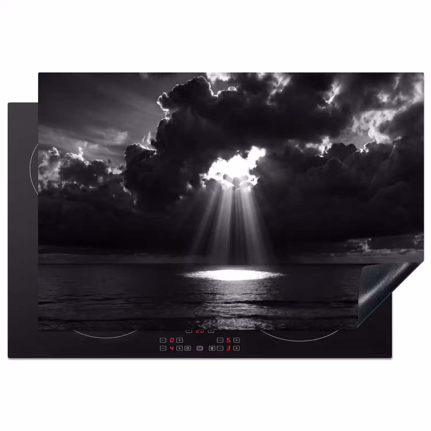 Licht - Wolken - Zee - Zwart-wit - Natuur Inductie beschermer vinyl 3mm klein -3d