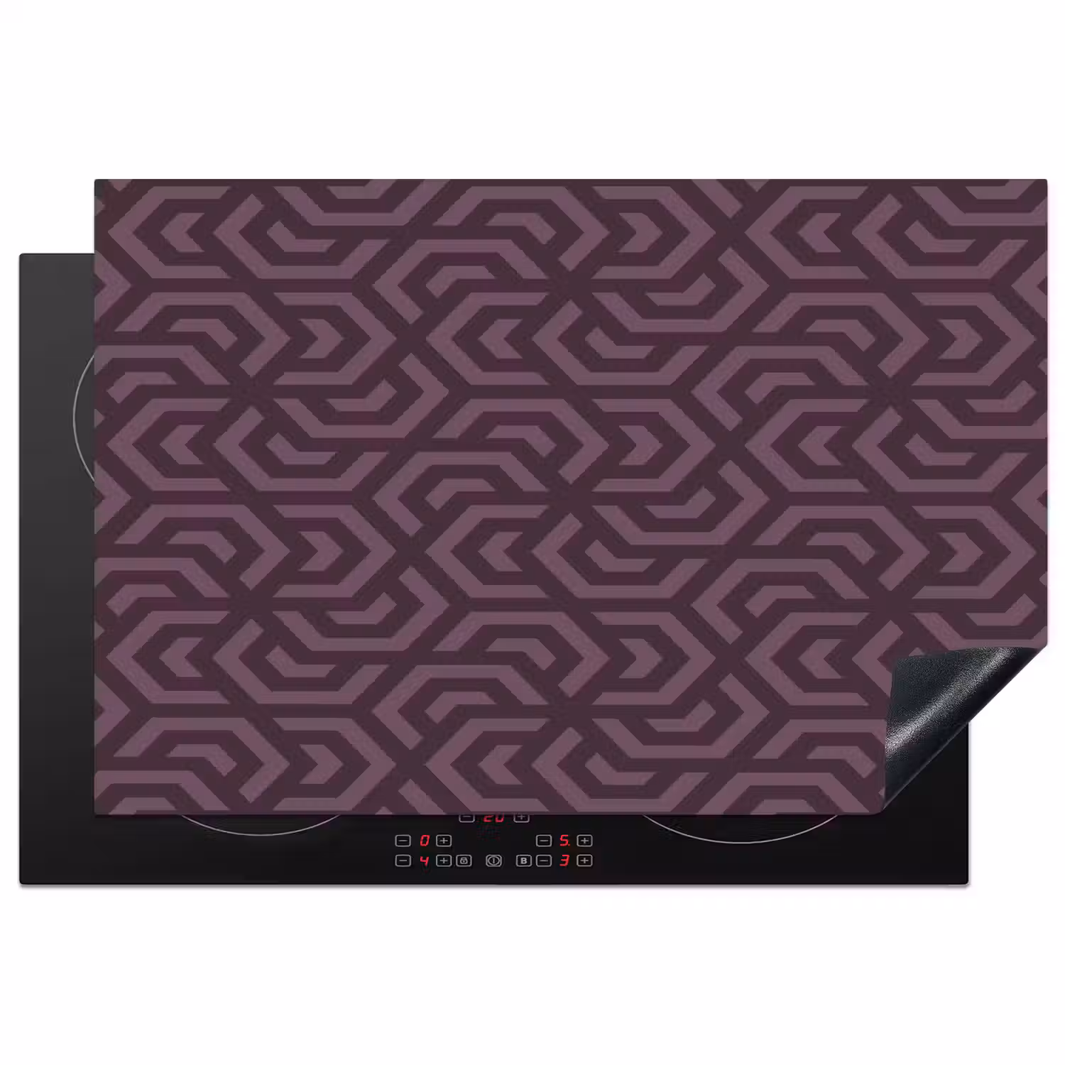 Paars - Geometrisch - Patroon - Donker Inductie beschermer vinyl 3mm klein 276 -3d