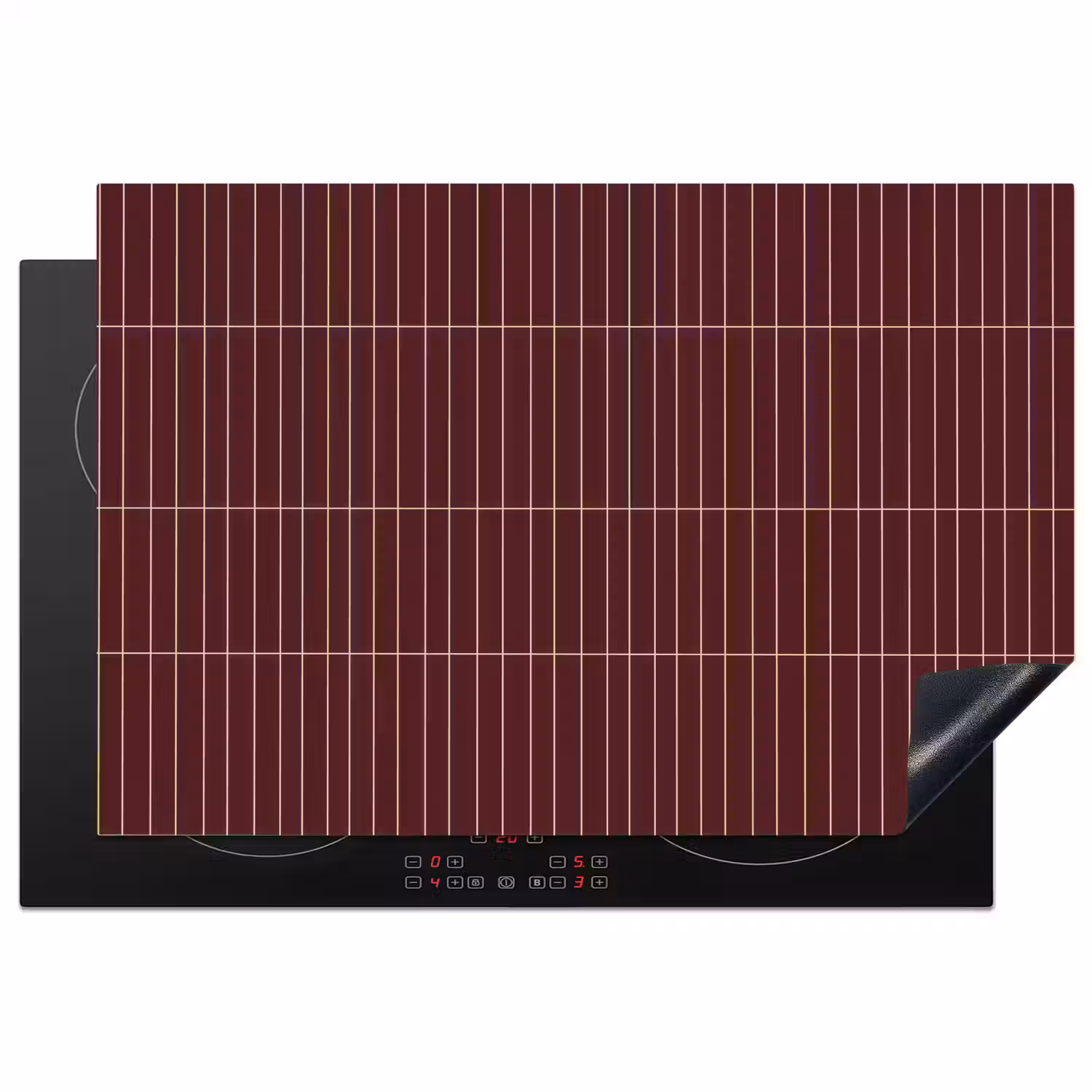 Lijnen - Patroon - Bordeaux Inductie beschermer vinyl 3mm klein 276 -3d