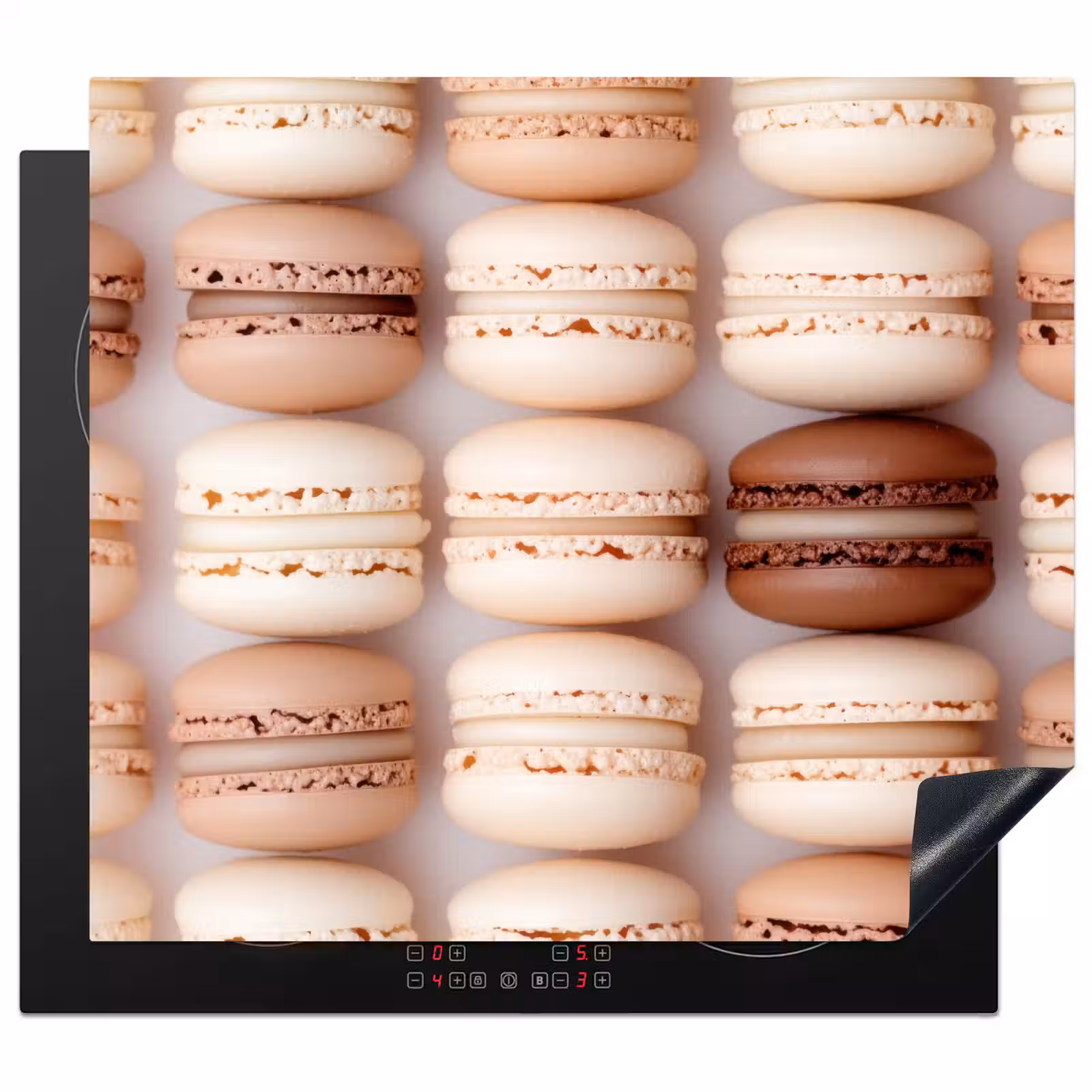 Macarons - Beige - Bruin Inductie beschermer vinyl 3mm middel -3d