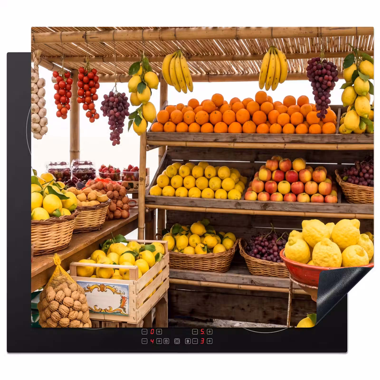 Herdabdeckplatte - Marktstand – Obst – Frisch - Marktkraam - Fruit - Vers Inductie beschermer vinyl 3mm middel
