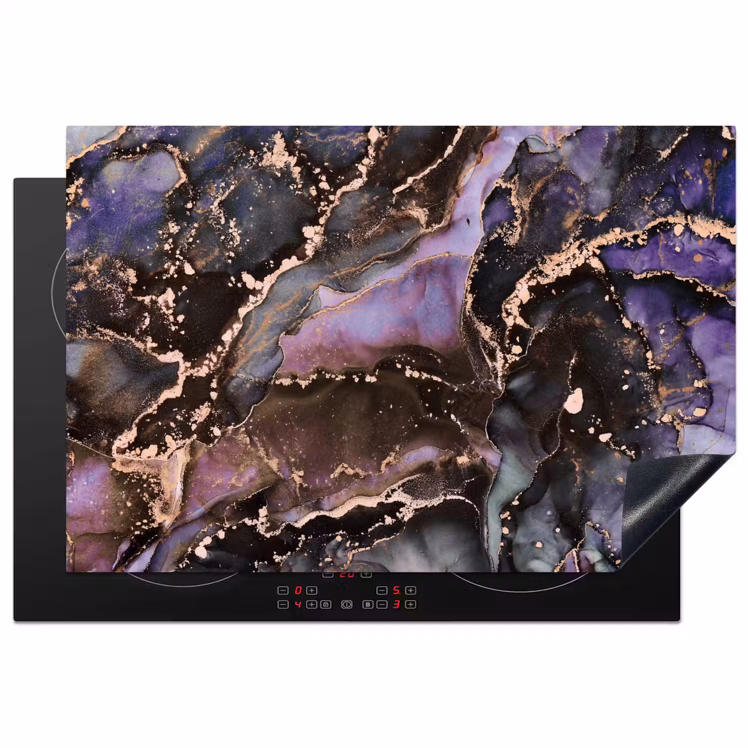 Marmer - Goud - Roze Inductie beschermer vinyl 3mm klein -3d