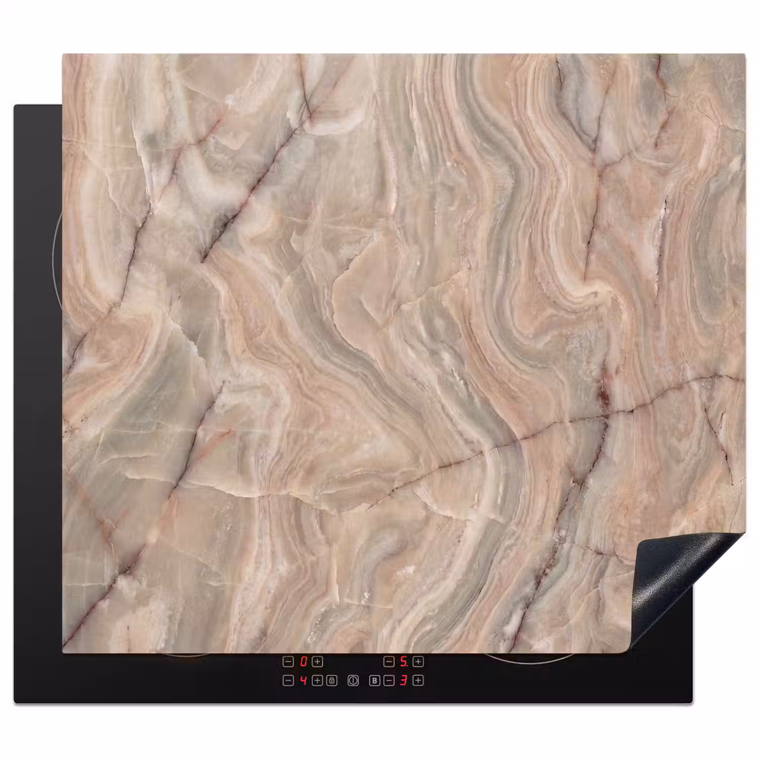 Marmer - Patroon - Abstract - Beige - Groen Inductie beschermer vinyl 3mm middel -3d