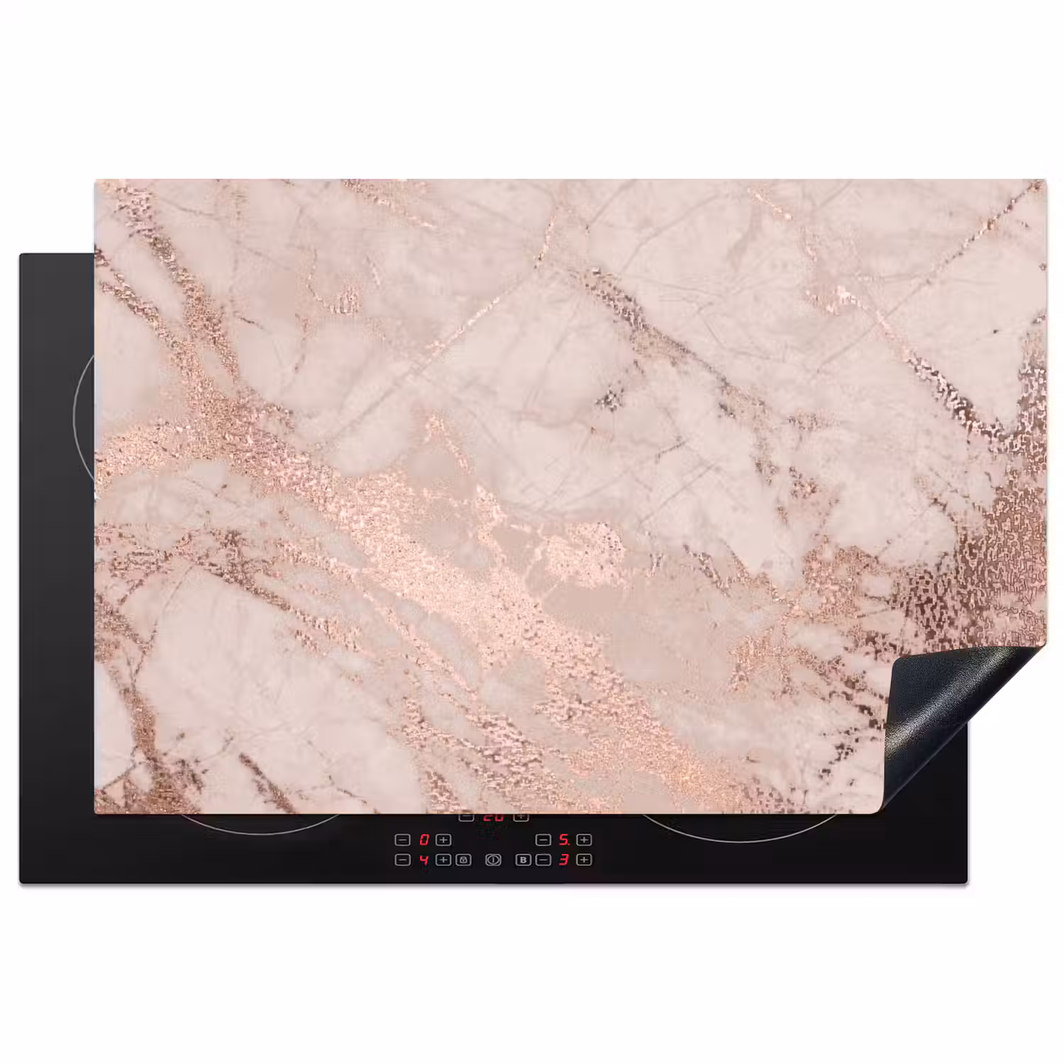 Marmer - Roze - Luxe - Marmerlook - Glitter - Design Inductie beschermer vinyl 3mm klein -3d