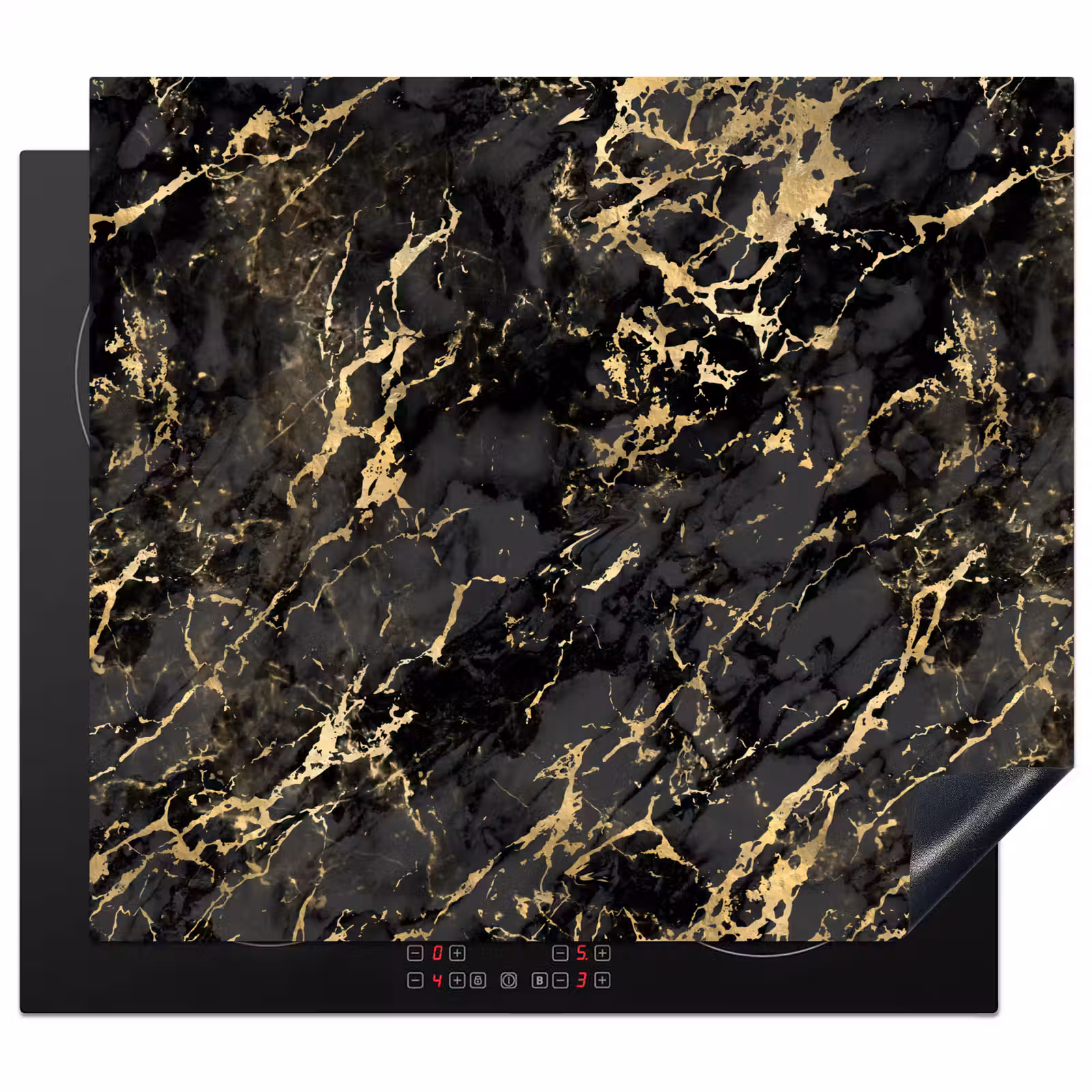 Marmer - Zwart - Goudstructuur Inductie beschermer vinyl 3mm middel 274 -3d