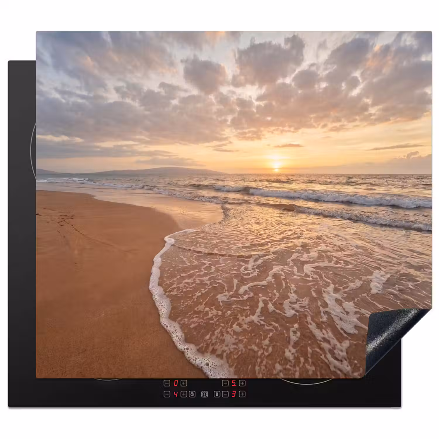 Zee - Kustlijn - Wolken - Landschap - Oranje Inductie beschermer vinyl 3mm middel -3d