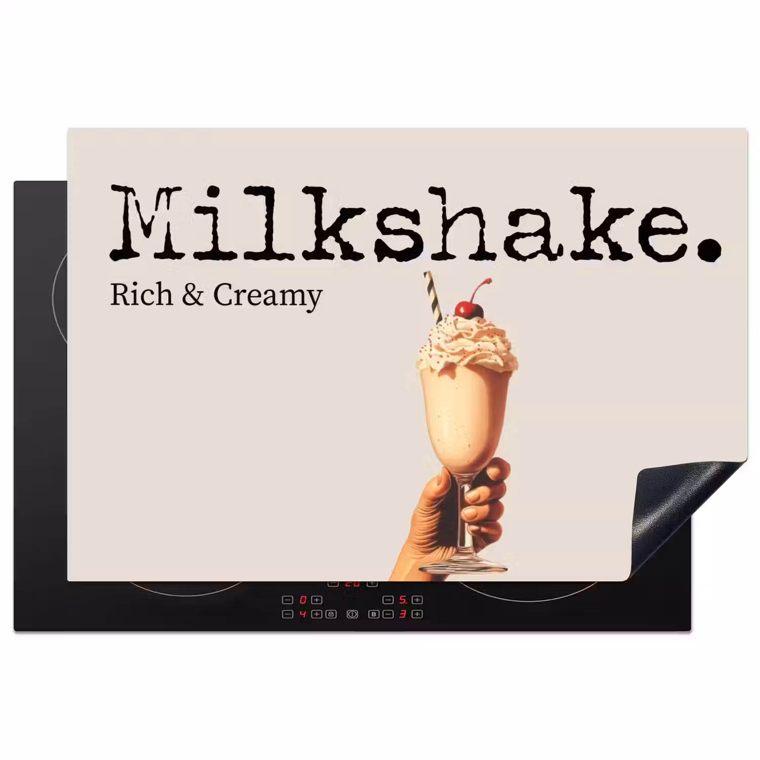 Milkshake - Kers - Rietje Inductie beschermer vinyl 3mm klein -3d