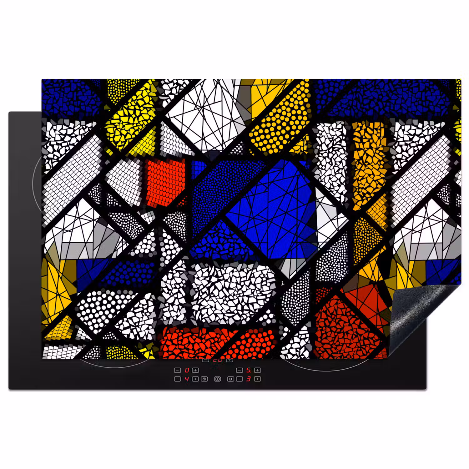 Mondriaan - Glas in lood - Oude Meesters - Kunstwerk - Abstract - Schilderij Inductie beschermer vinyl 3mm klein -3d
