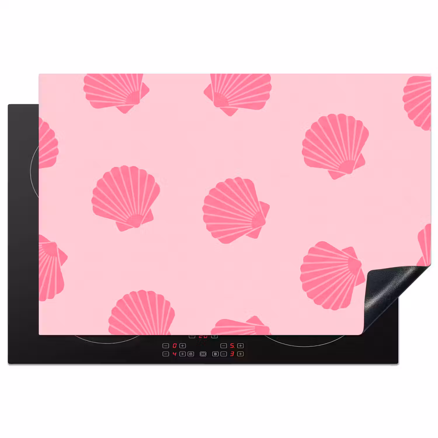 Schelp - Patroon - Zee - Modern - Roze Inductie beschermer vinyl 3mm klein -3d