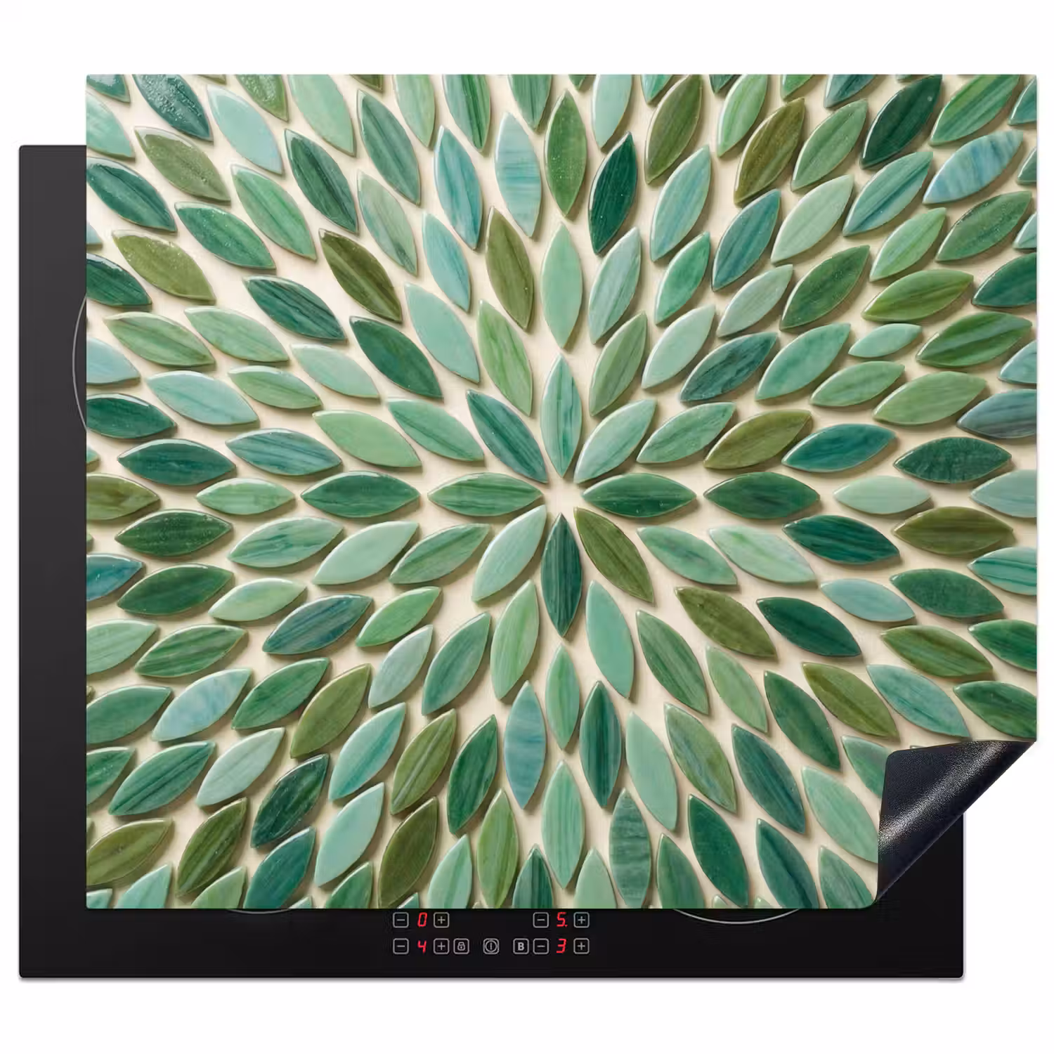 Patroon - Blad - Groen - Abstract Inductie beschermer vinyl 3mm middel -3d