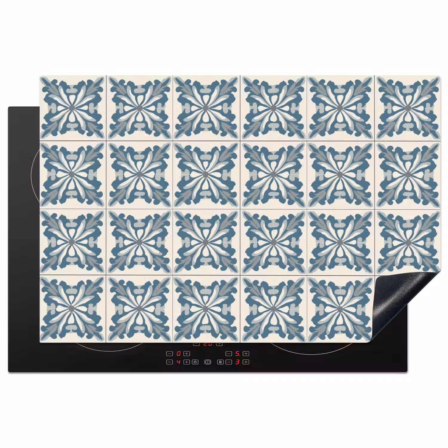 Dessin - Tegel - Blauw Inductie beschermer vinyl 3mm klein 276 -3d