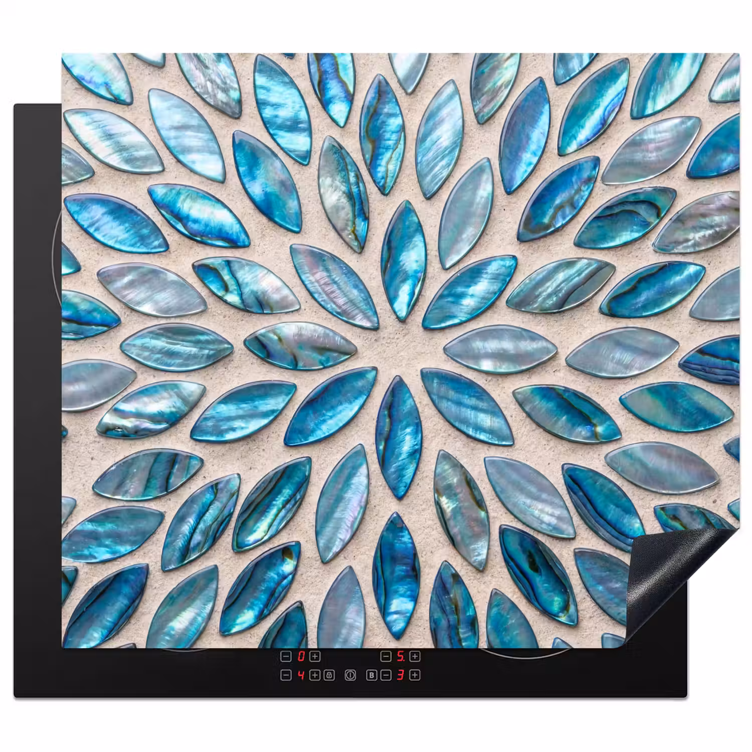Patroon - Glans - Abstract - Blauw - Decoratie Inductie beschermer vinyl 3mm middel -3d