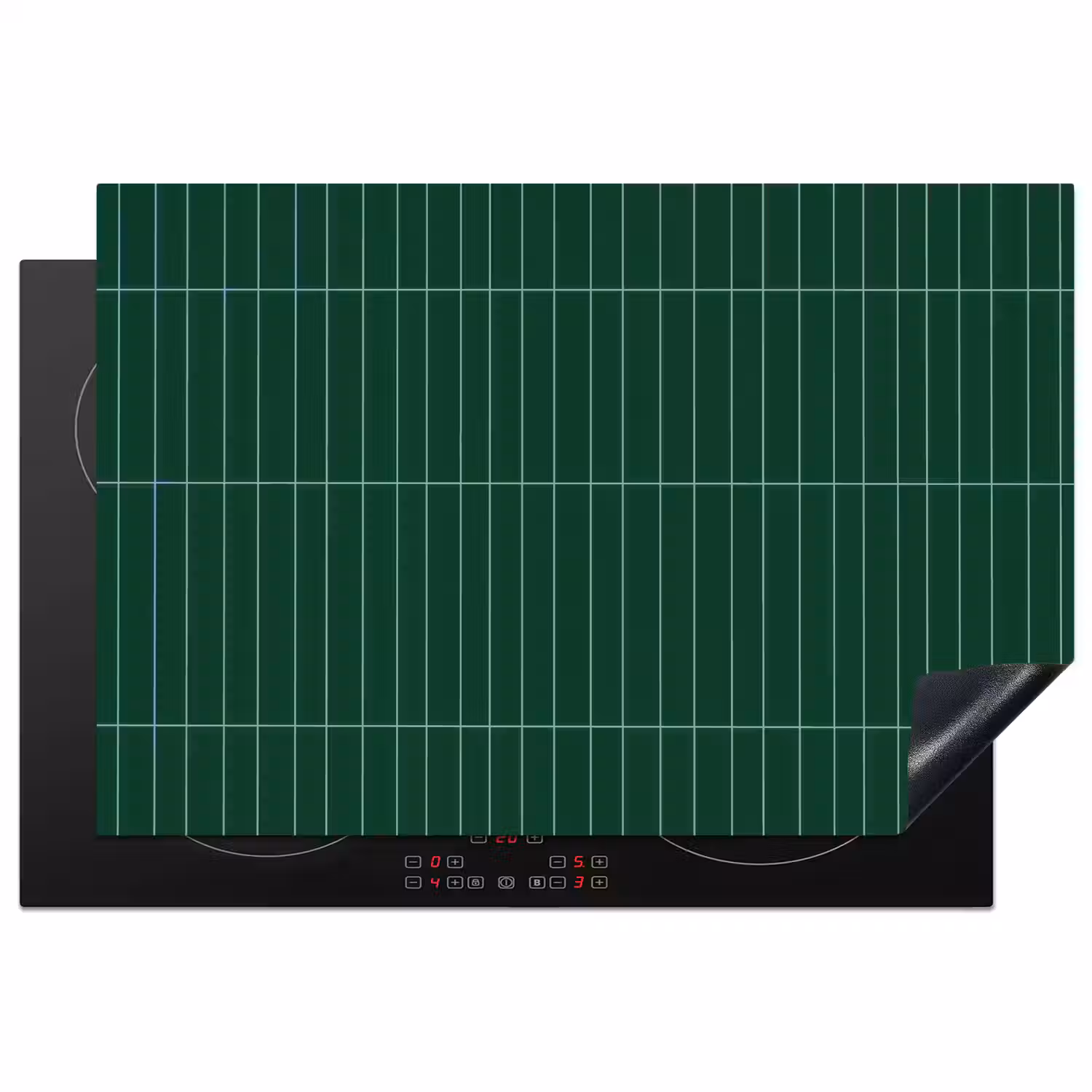 Patroon - Tegels - Donkergroen Inductie beschermer vinyl 3mm klein 276 -3d