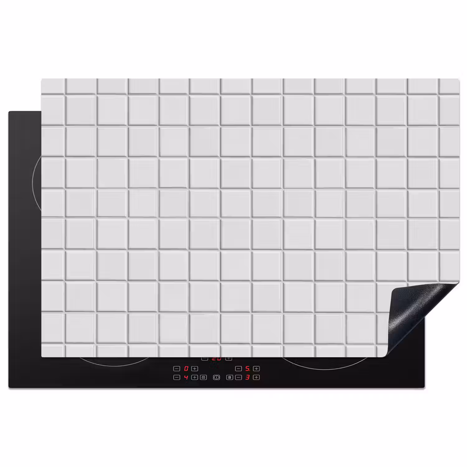 Patroon - Tegels - Grijs - Wit Inductie beschermer vinyl 3mm klein 276 -3d
