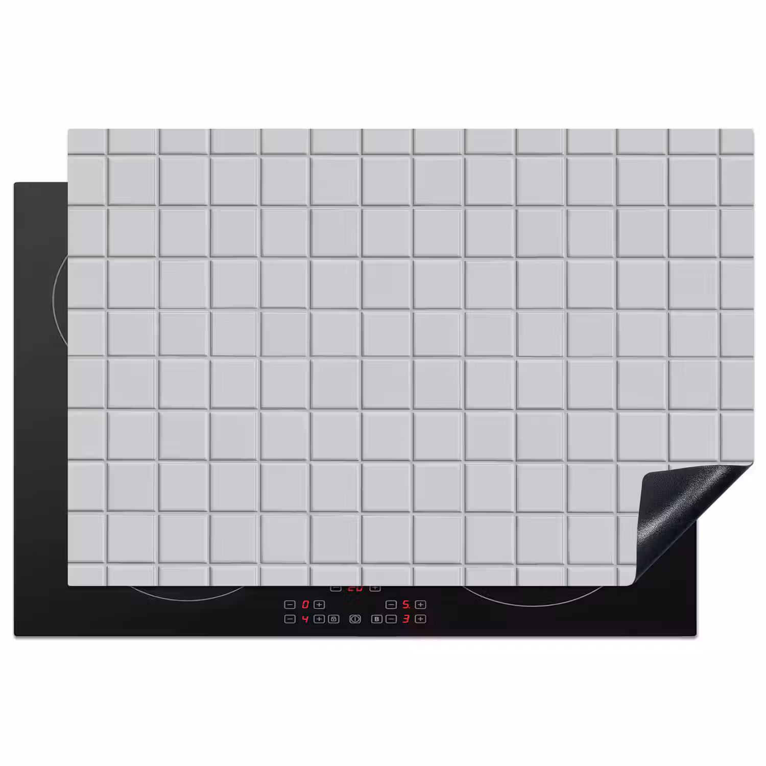 Patroon - Tegels - Licht - Grijs Inductie beschermer vinyl 3mm klein 276 -3d