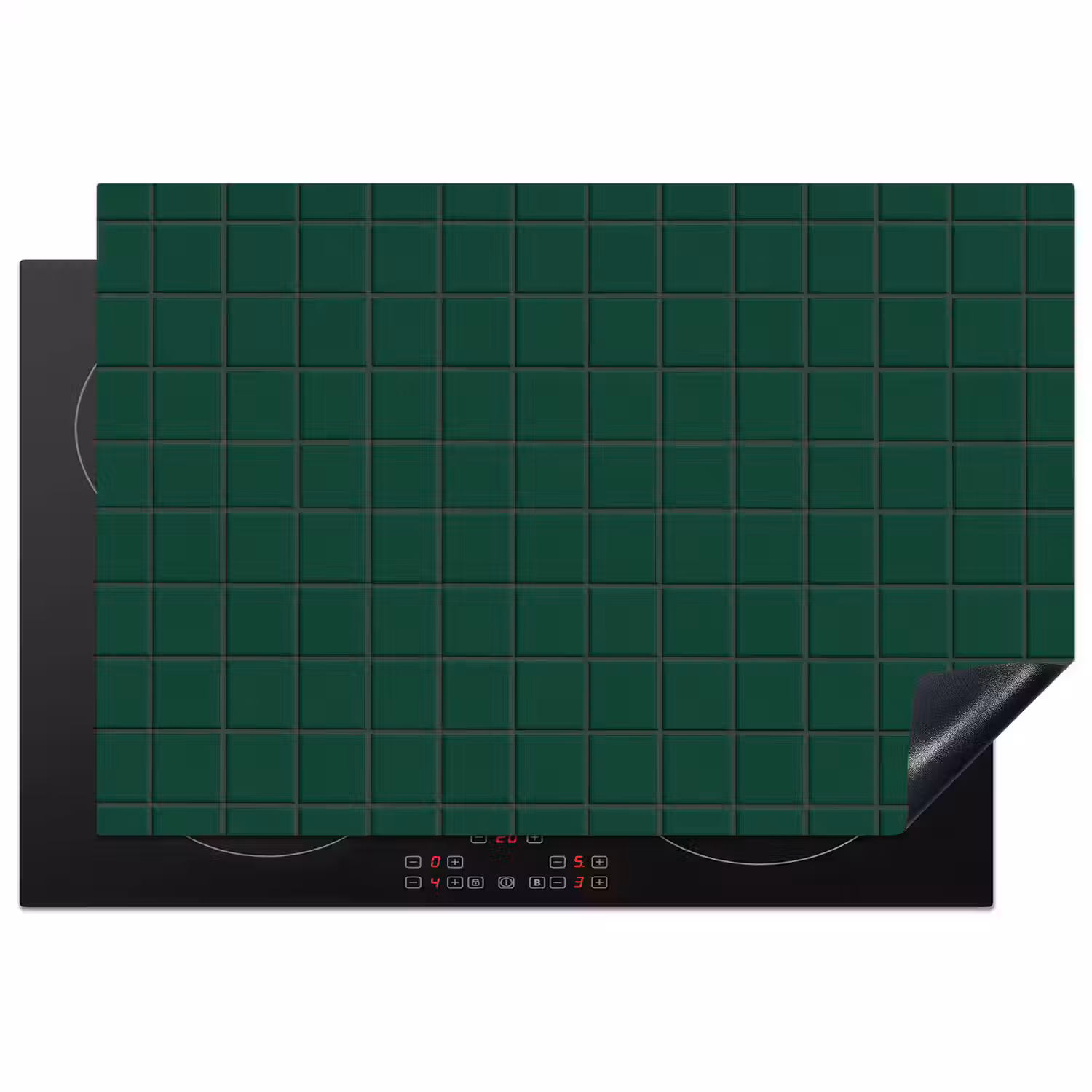 Patroon - Tegels - Dennen - Groen Inductie beschermer vinyl 3mm klein 276 -3d