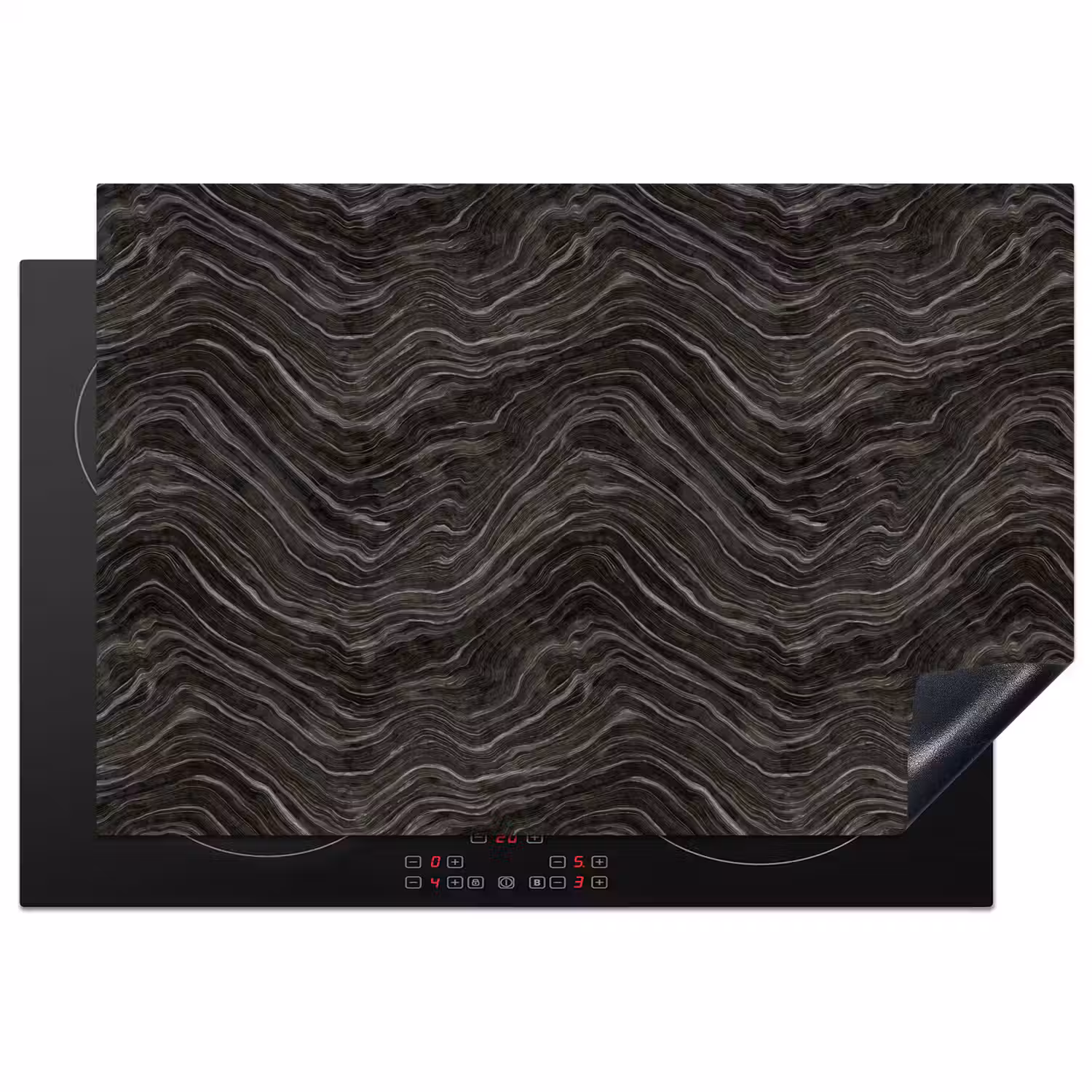 Patroon - Contrast - Antraciet Inductie beschermer vinyl 3mm klein 276 -3d