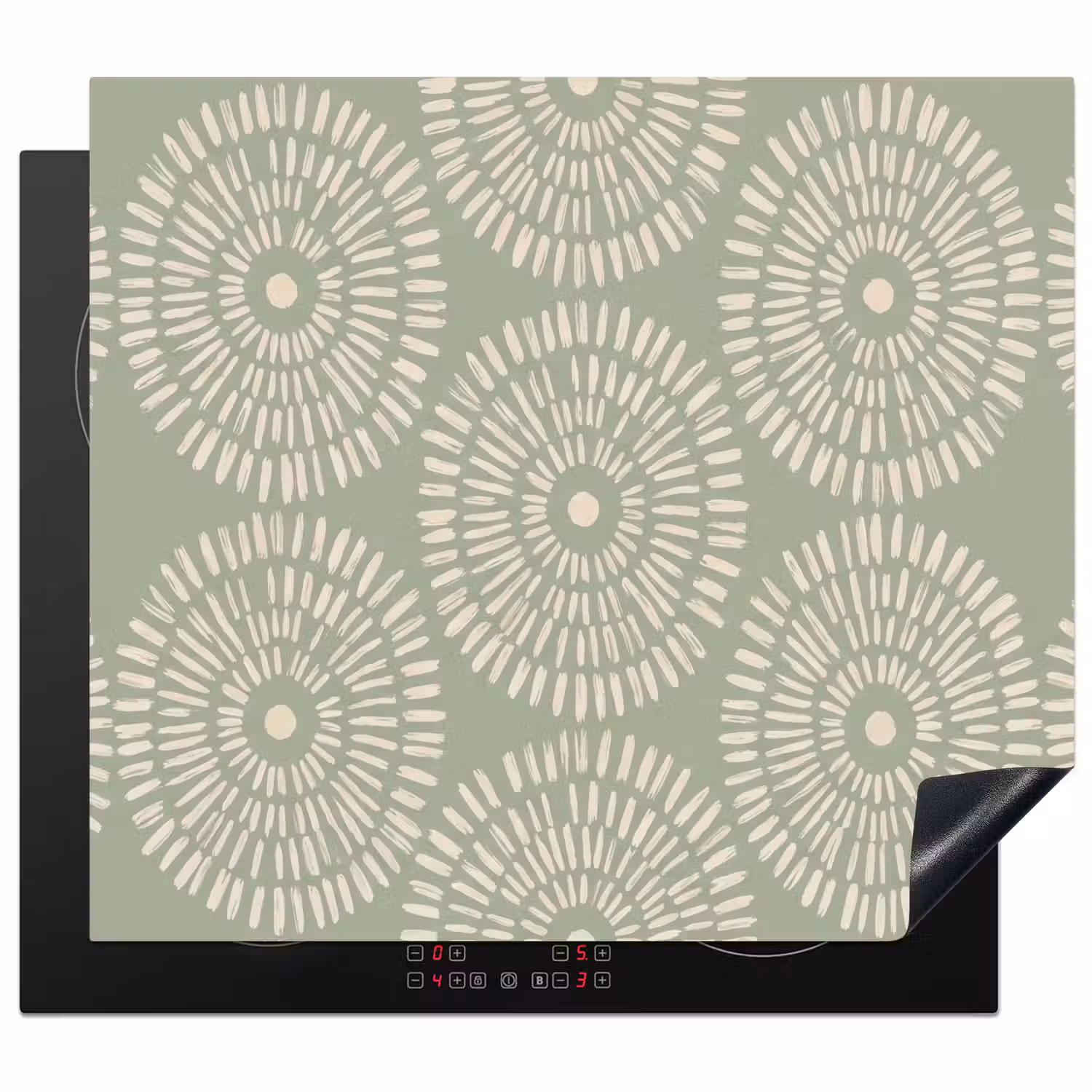 Patroon - Cirkels - Abstract - Modern - Groen Inductie beschermer vinyl 3mm middel -3d