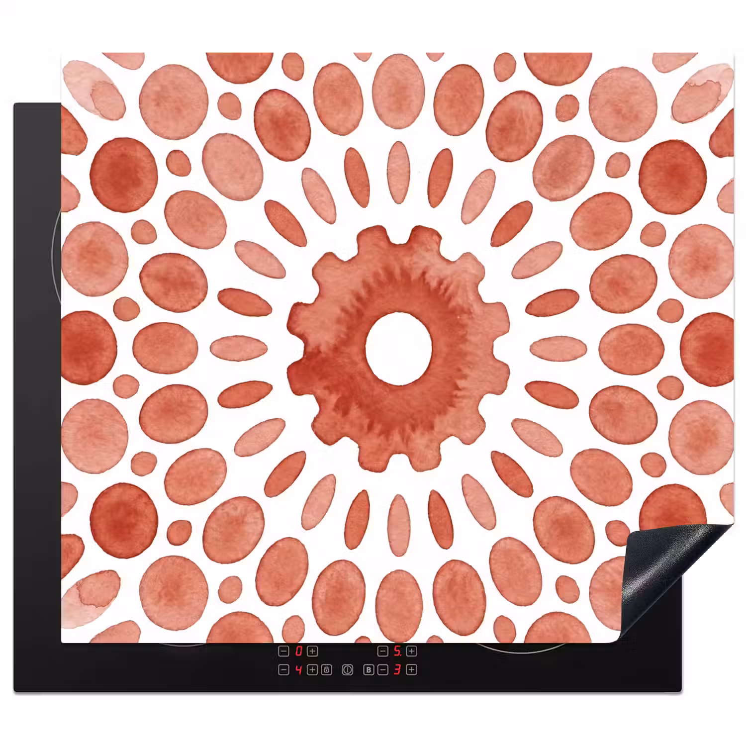 Patroon - Cirkels - Abstract - Modern - Rood Inductie beschermer vinyl 3mm middel -3d