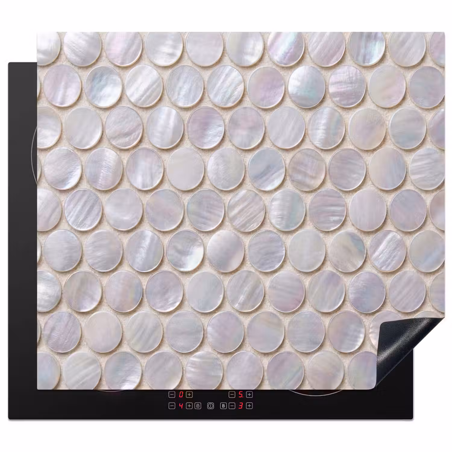 Patroon - Cirkels - Abstract - Modern - Wit Inductie beschermer vinyl 3mm middel -3d