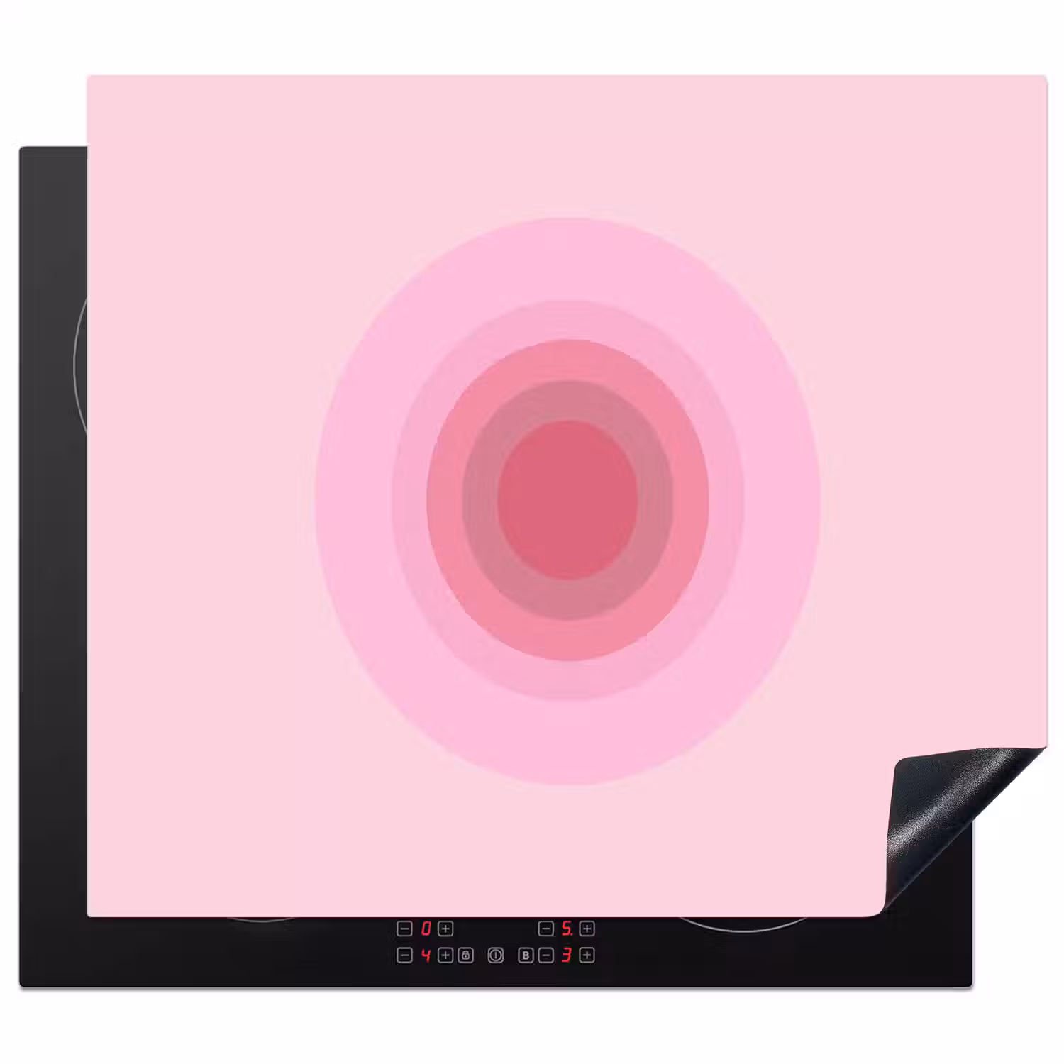 Patroon - Cirkels - Abstract - Roze - Modern Inductie beschermer vinyl 3mm middel -3d