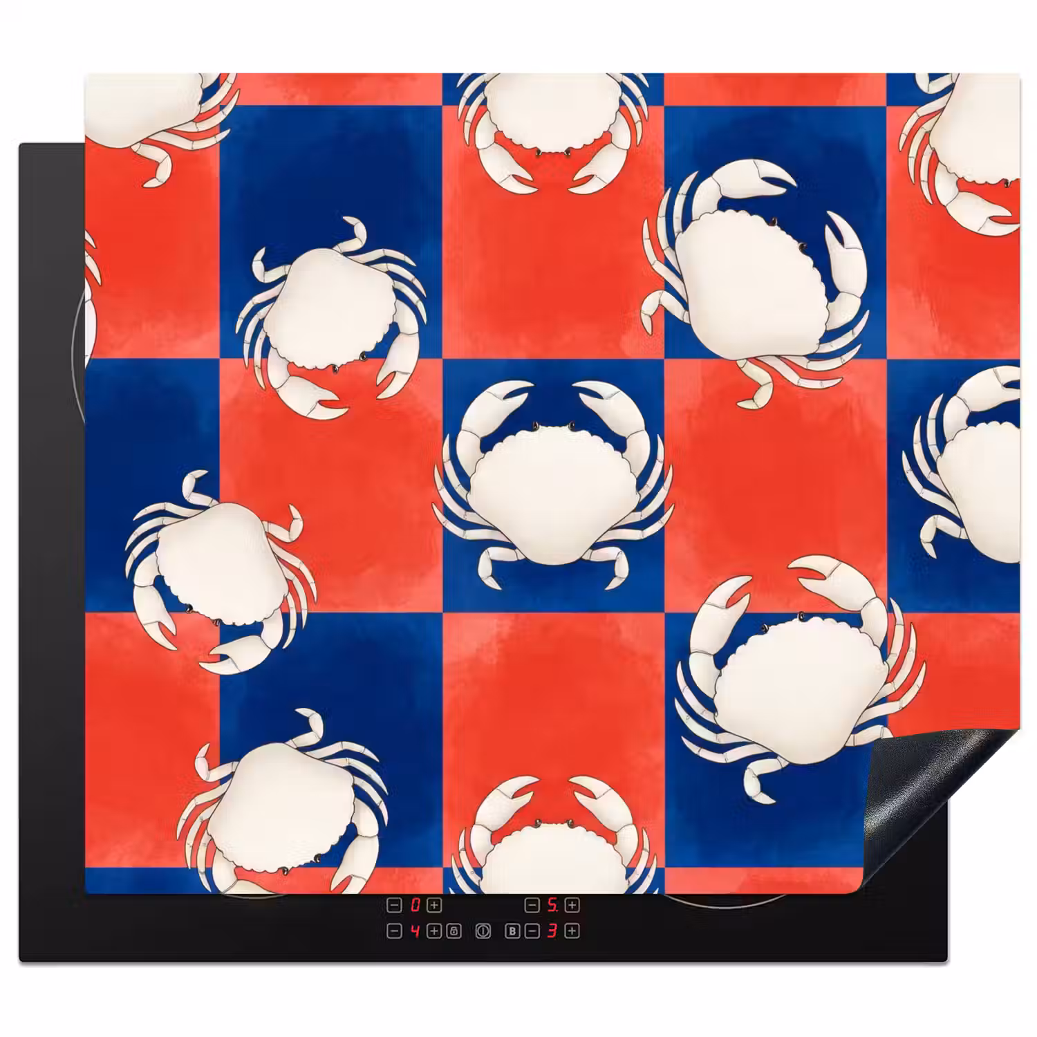 Patroon - Zeeleven - Rood - Blauw - Abstract Inductie beschermer vinyl 3mm middel -3d