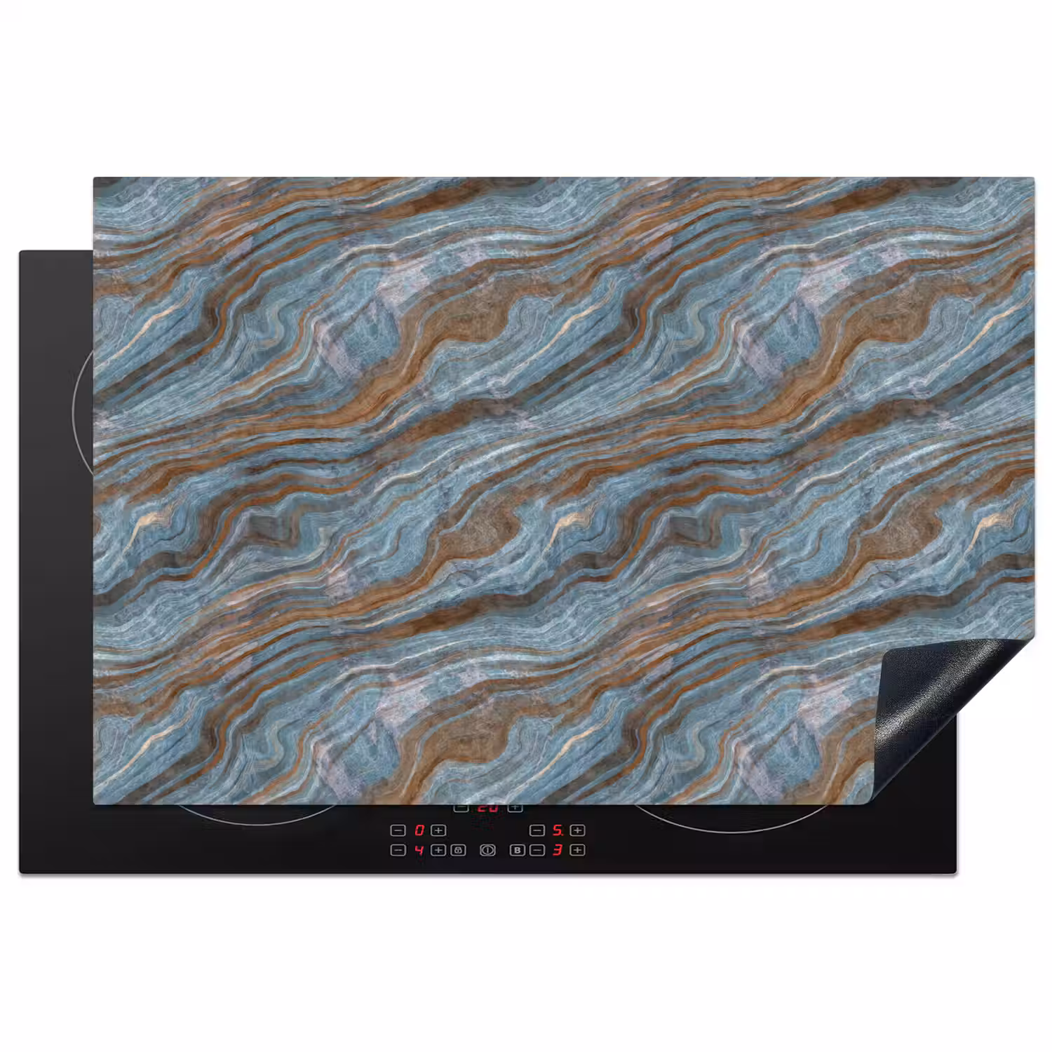 Patroon - Steen - Blauw Inductie beschermer vinyl 3mm klein 276 -3d