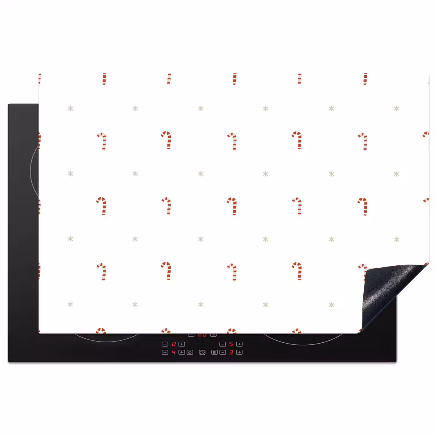 Patroon - Sterren - Zuurstok - Wit Inductie beschermer vinyl 3mm klein 276 -3d