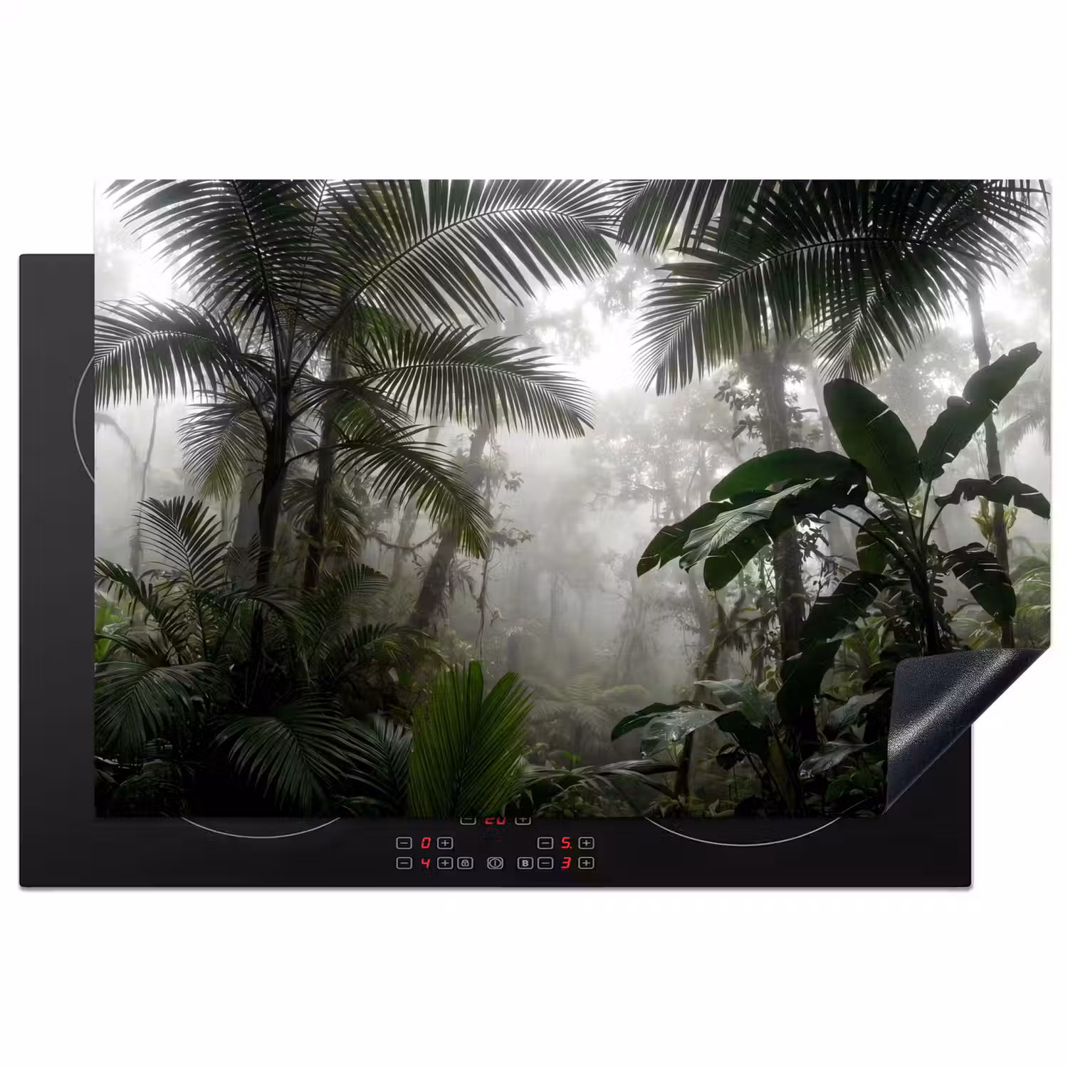 Natuur - Jungle - Mist - Groen - Bladeren Inductie beschermer vinyl 3mm klein -3d
