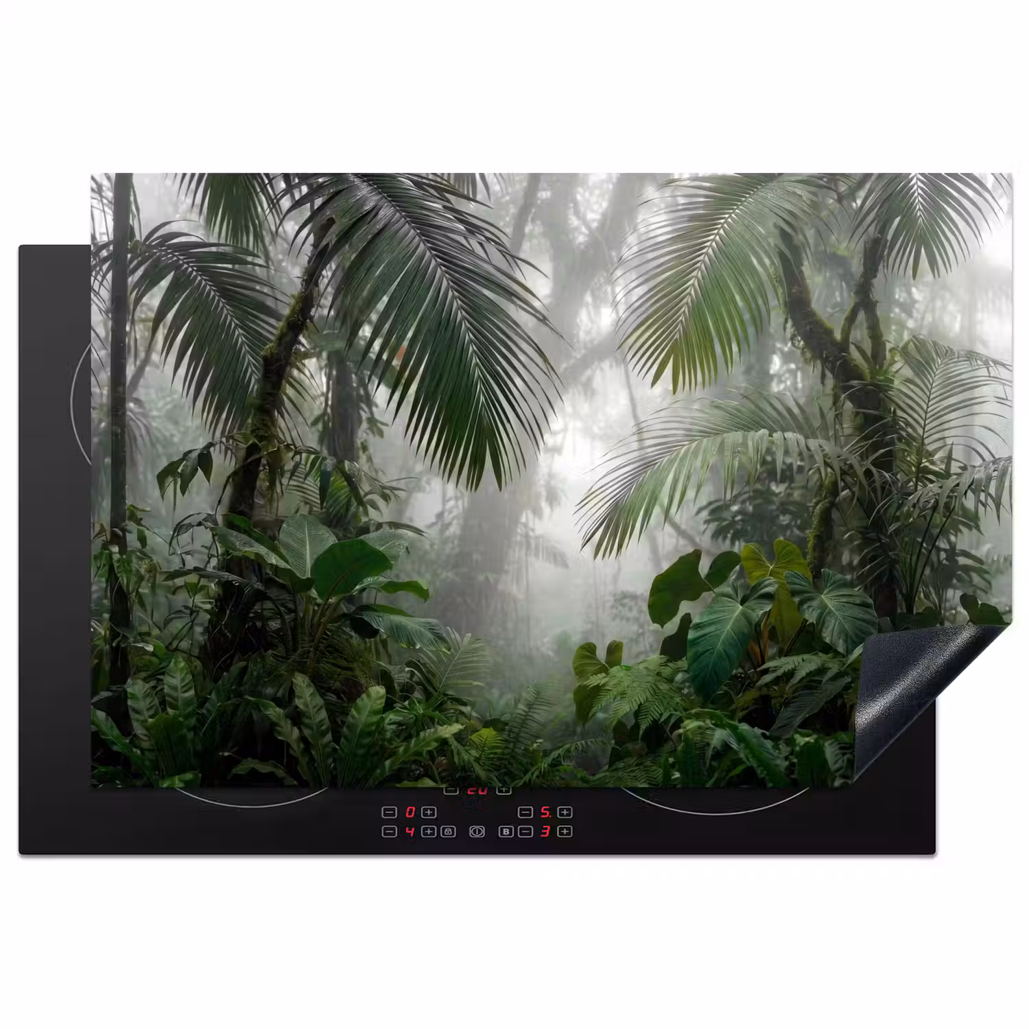 Natuur - Jungle - Mist - Tropisch - Groen Inductie beschermer vinyl 3mm klein -3d