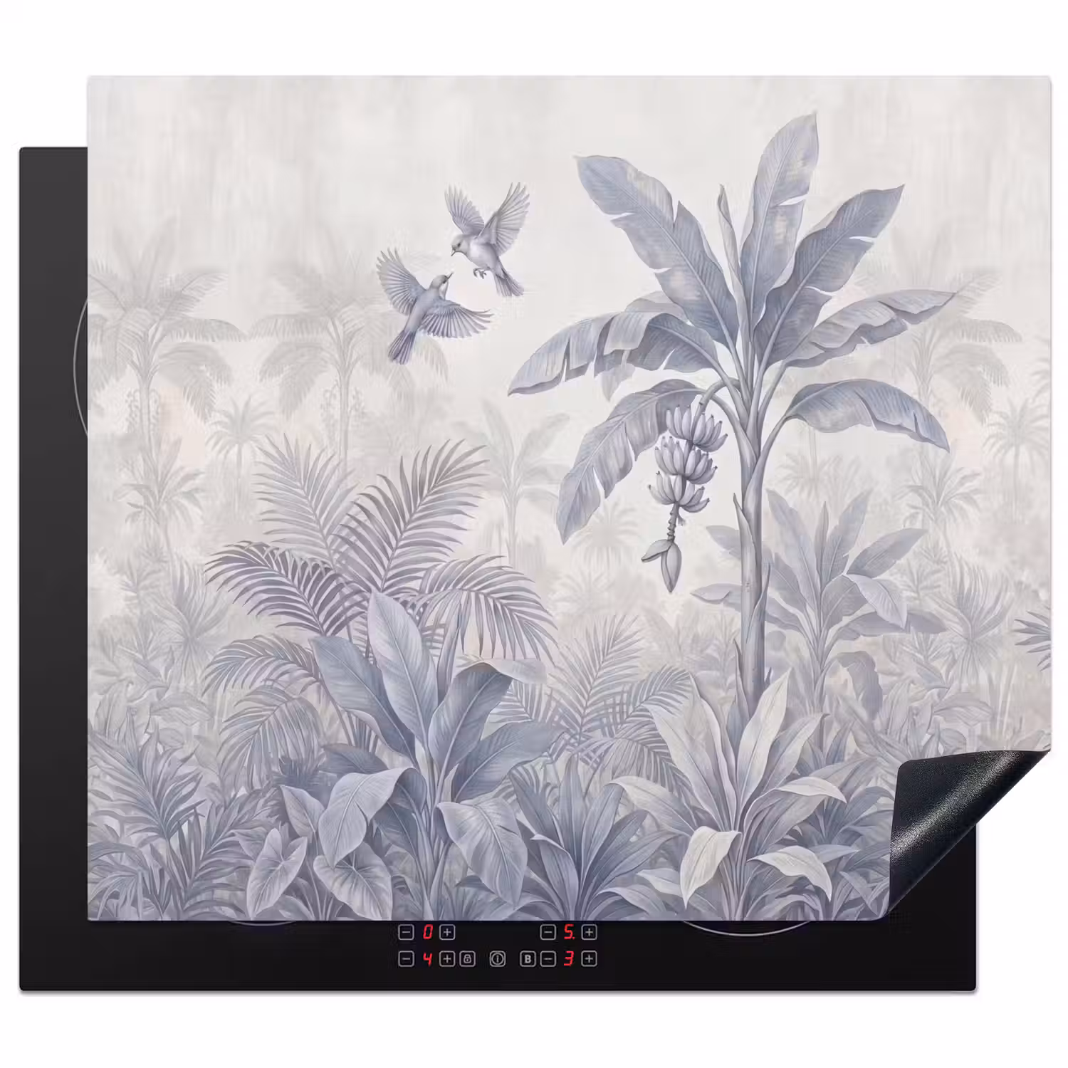 Natuur - Vogel - Jungle - Illustratie - Blauw Inductie beschermer vinyl 3mm middel -3d