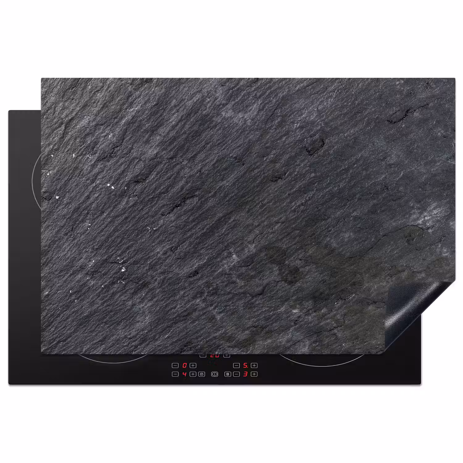 Natuursteen - Industrieel - Leisteen - Structuur - Grijs Inductie beschermer vinyl 3mm klein -3d