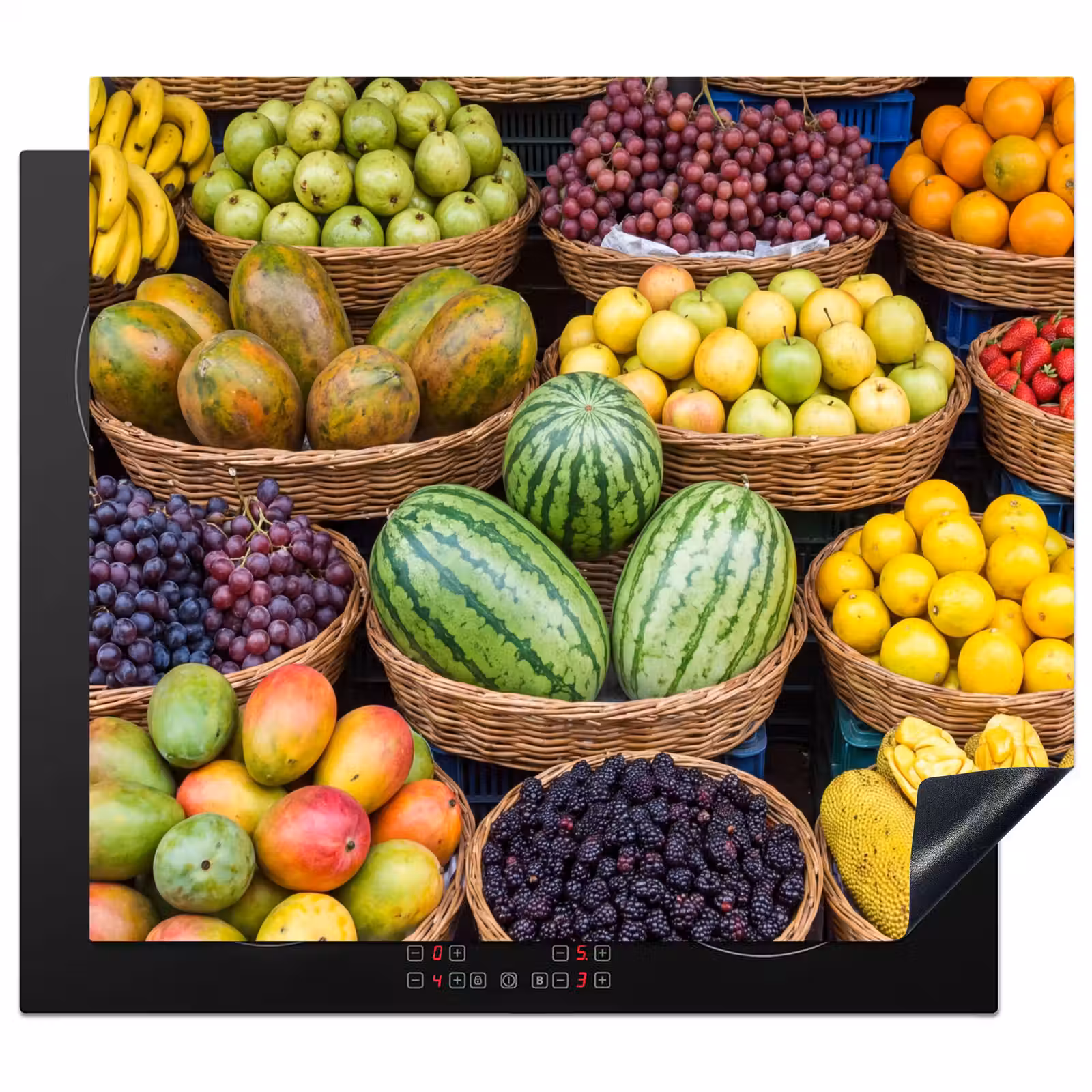 Herdabdeckplatte - Obst – Markt – Bunt - Fruit - Markt - Kleurrijk Inductie beschermer vinyl 3mm middel
