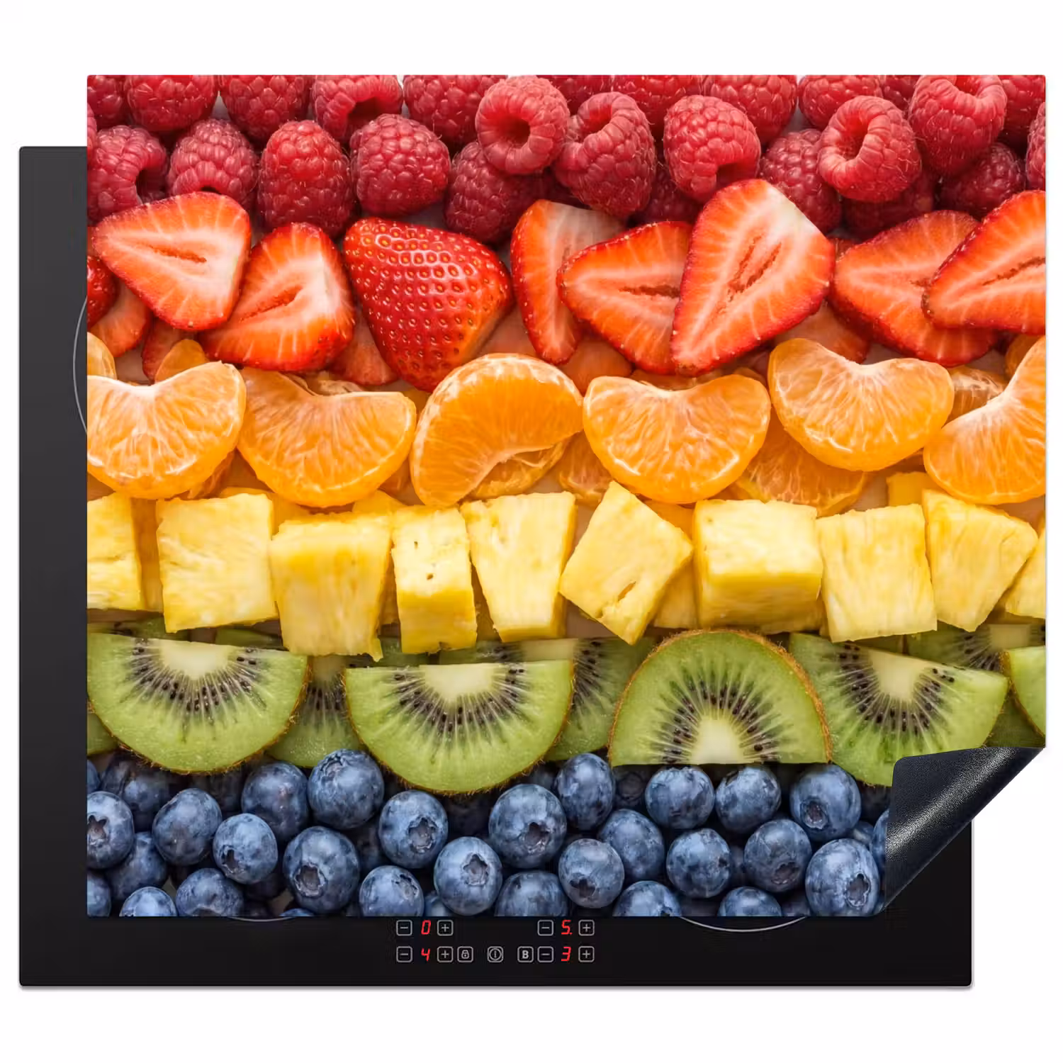 Fruit - Regenboog - Gezond - Kleurrijk Inductie beschermer vinyl 3mm middel -3d