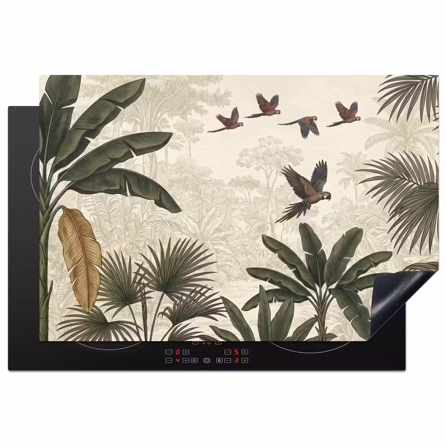 Papagaaien - Jungle - Tropisch - Green Inductie beschermer vinyl 3mm klein -3d