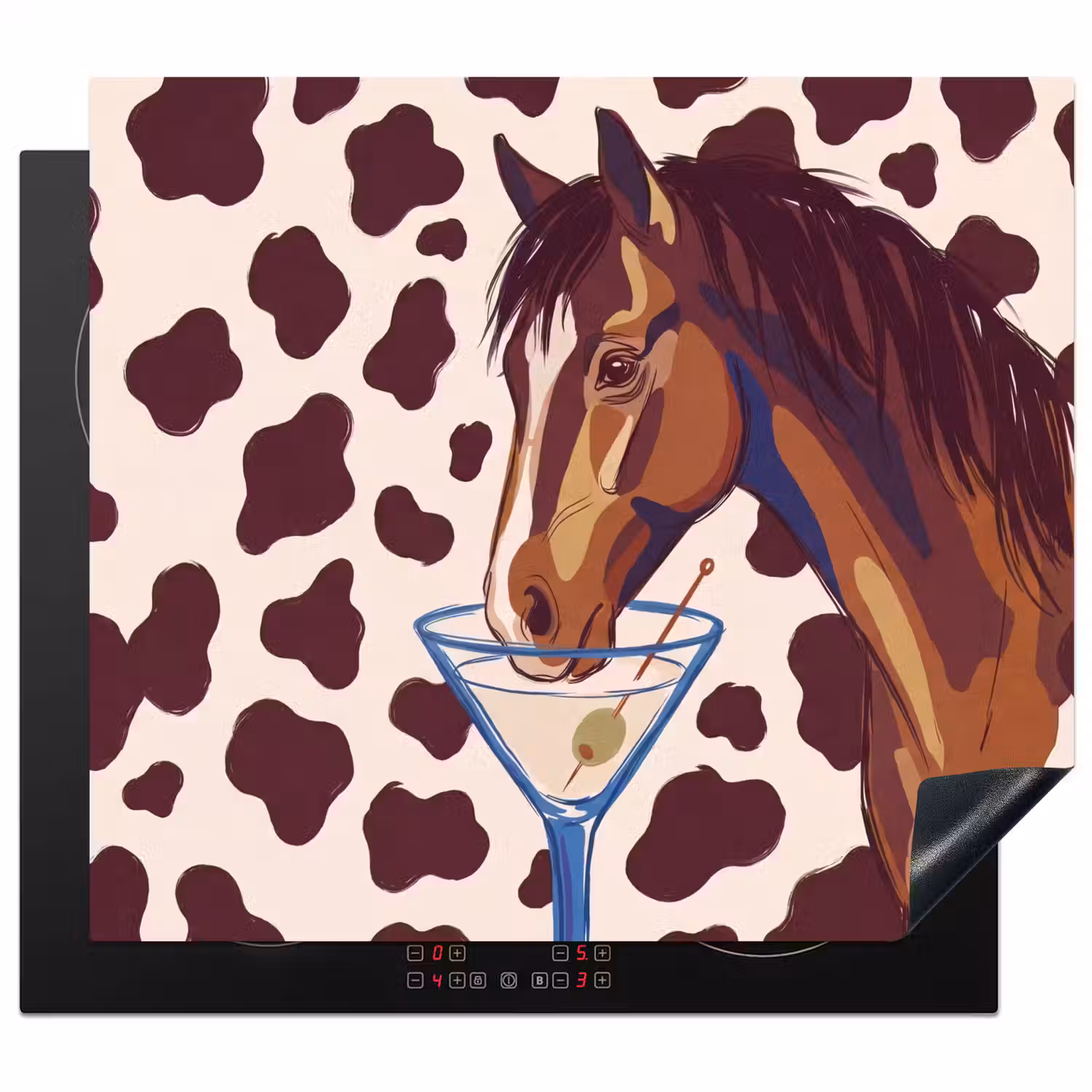 Paard - Martini - Dieren - Abstract - Bruin Inductie beschermer vinyl 3mm middel -3d