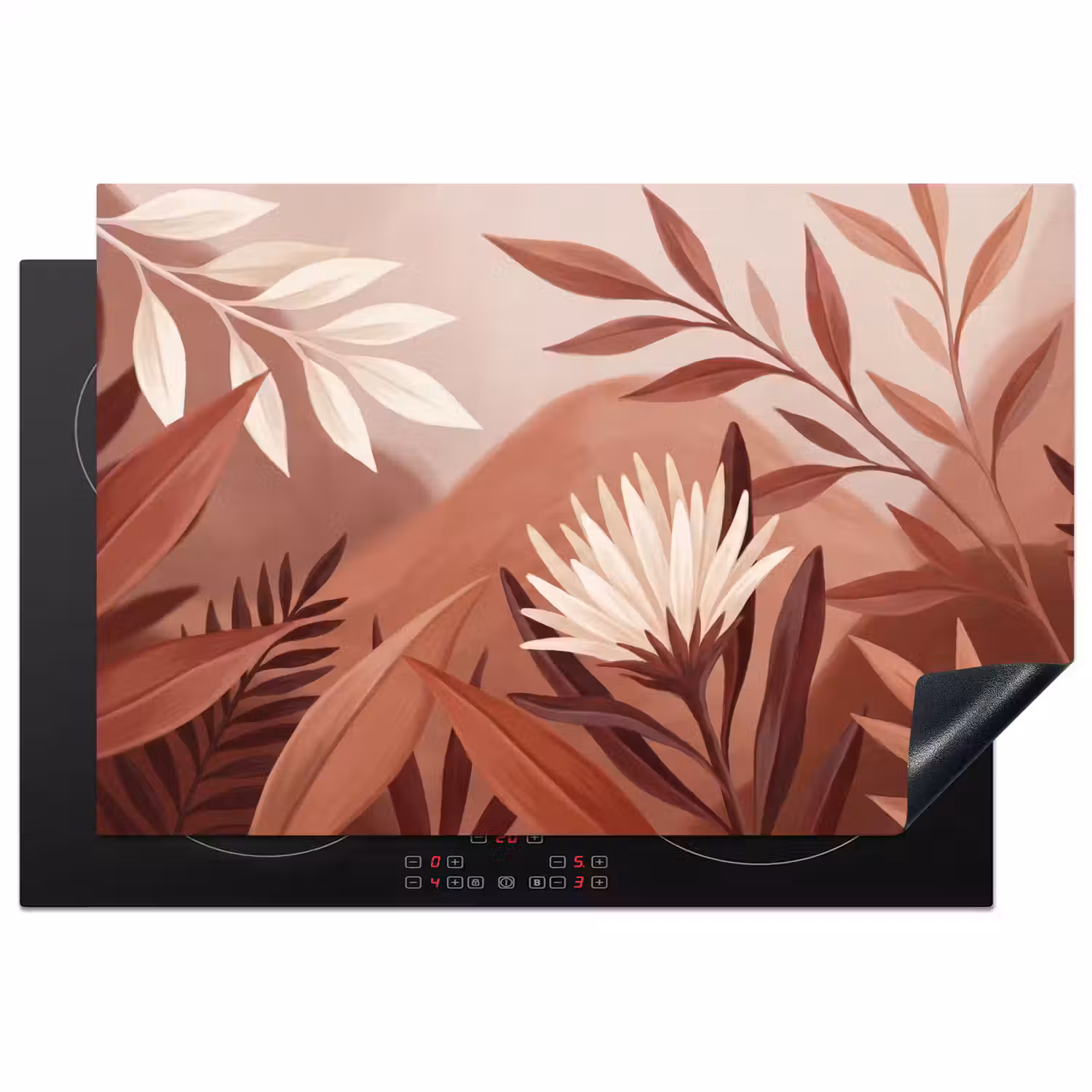 Planten - Bladeren - Botanisch - Modern - Bruin Inductie beschermer vinyl 3mm klein -3d