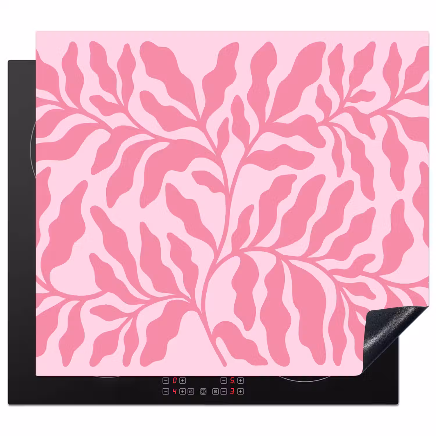 Planten - Organisch - Abstract - Modern - Roze Inductie beschermer vinyl 3mm middel -3d