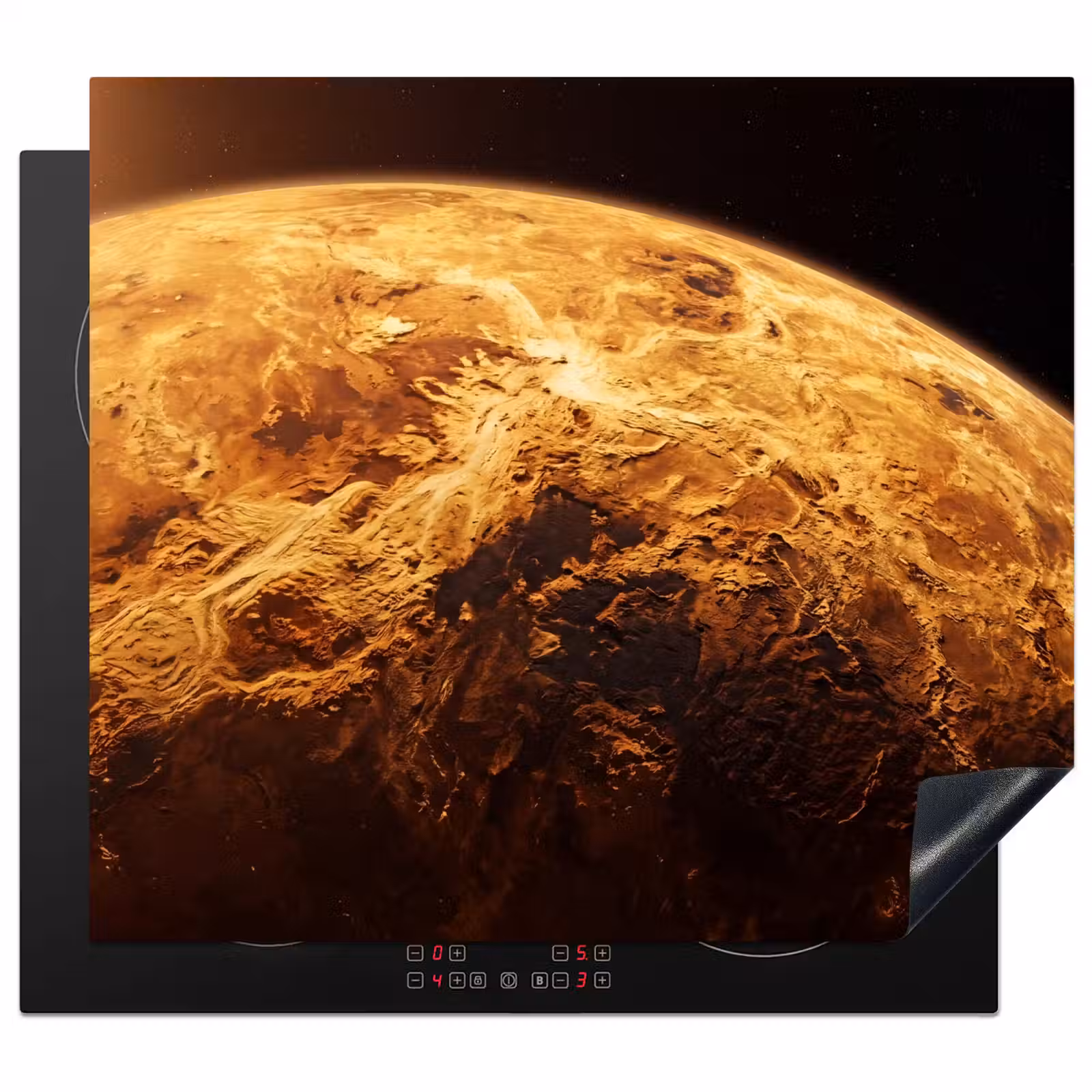 Herdabdeckplatte - Planet – Weltraum – Orange - Planeet - Ruimte - Oranje Inductie beschermer vinyl 3mm middel