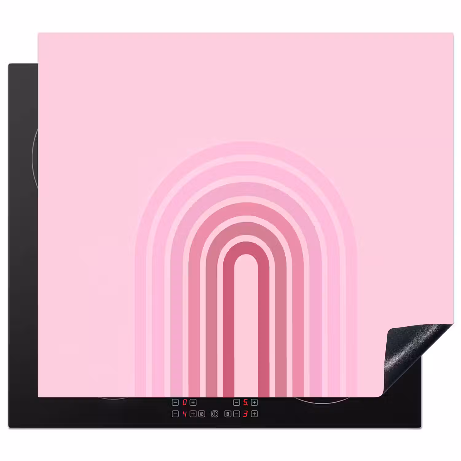 Regenboog - Roze - Abstract - Modern - Minimalistisch Inductie beschermer vinyl 3mm middel -3d