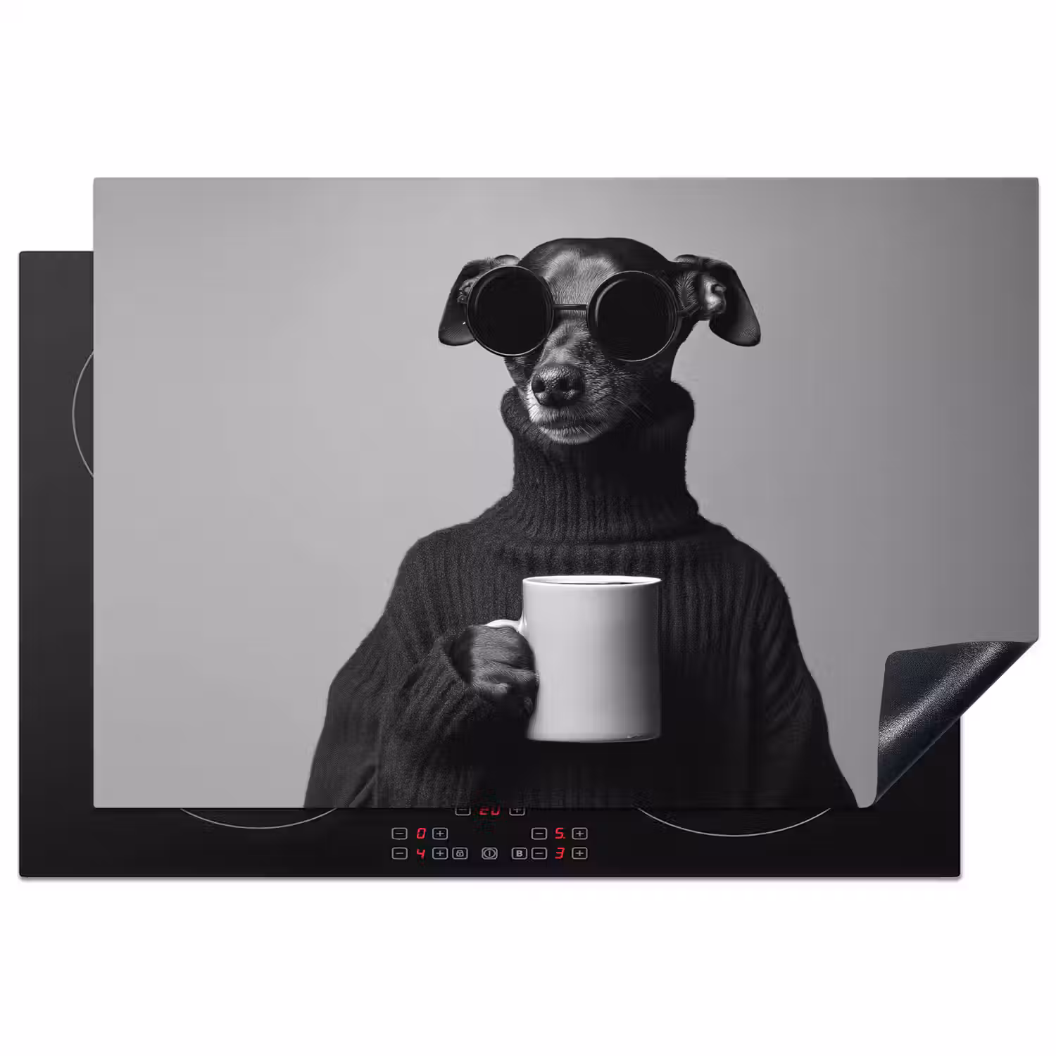 Coltrui - Hond - Bril - Mok Inductie beschermer vinyl 3mm klein -3d