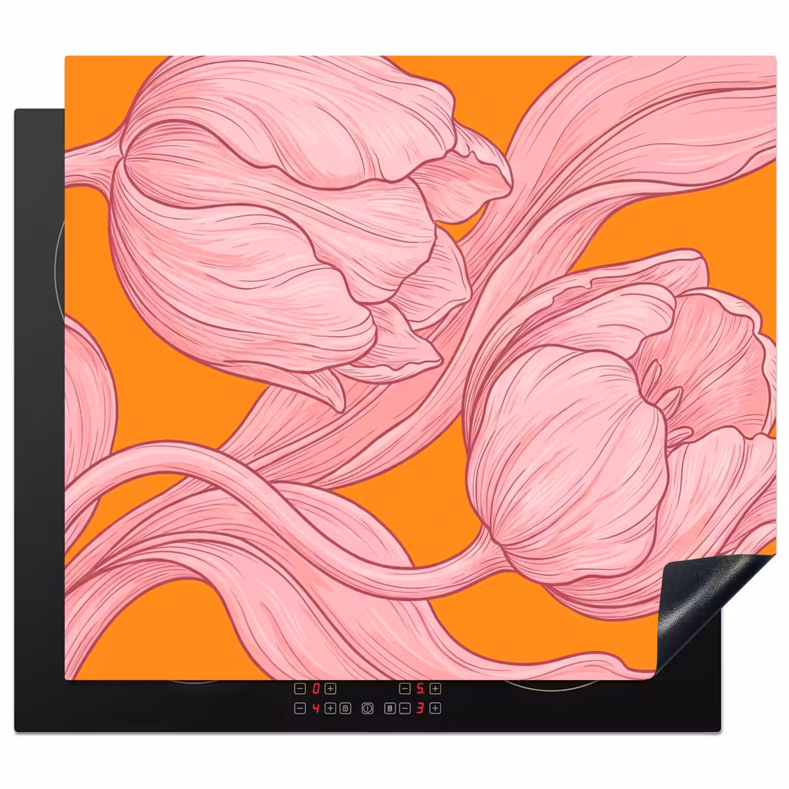 Herdabdeckplatte - Rosa Blumen – Modern - Roze bloemen - Modern Inductie beschermer vinyl 3mm middel
