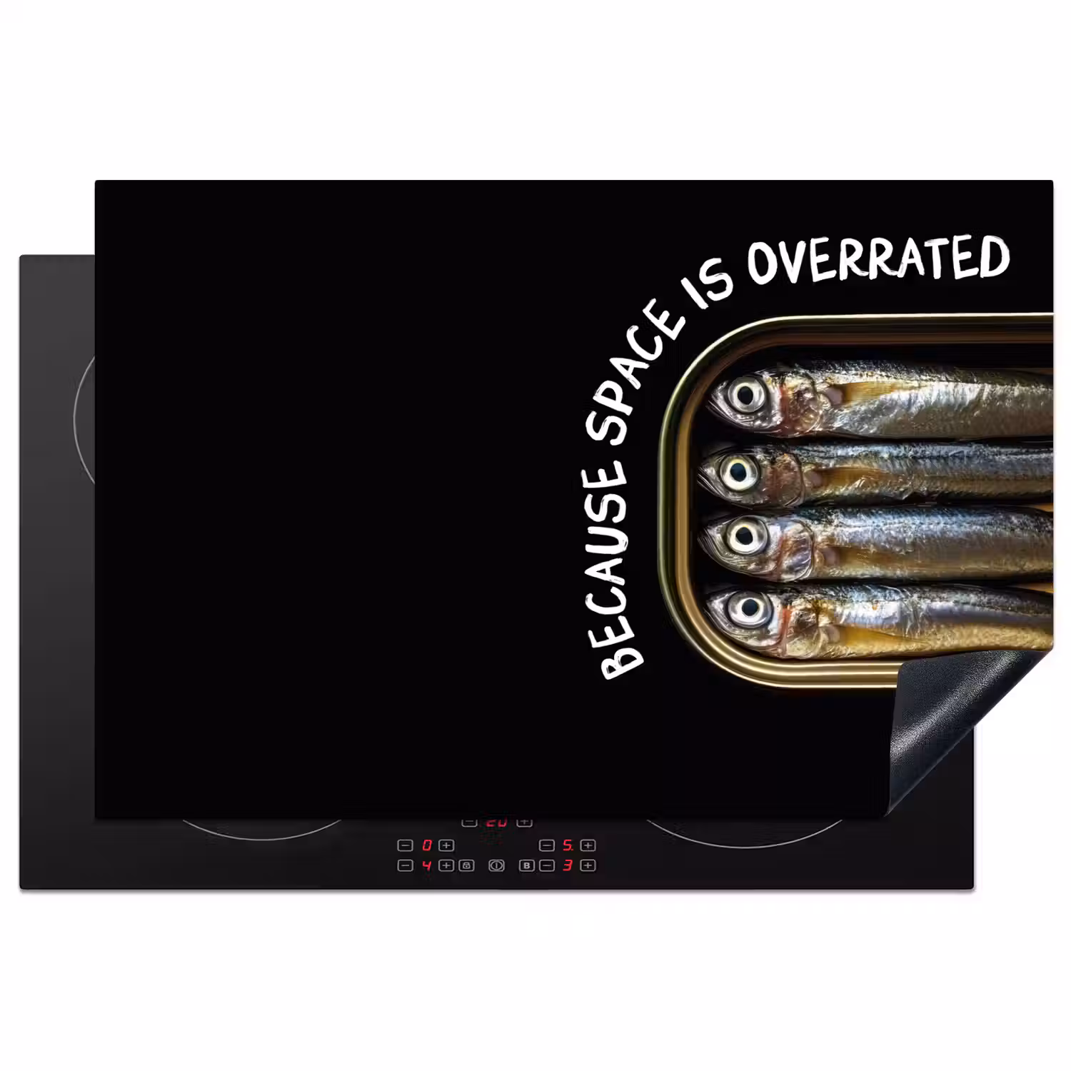 Sardines - Tekst - Vis - Blik Inductie beschermer vinyl 3mm klein -3d
