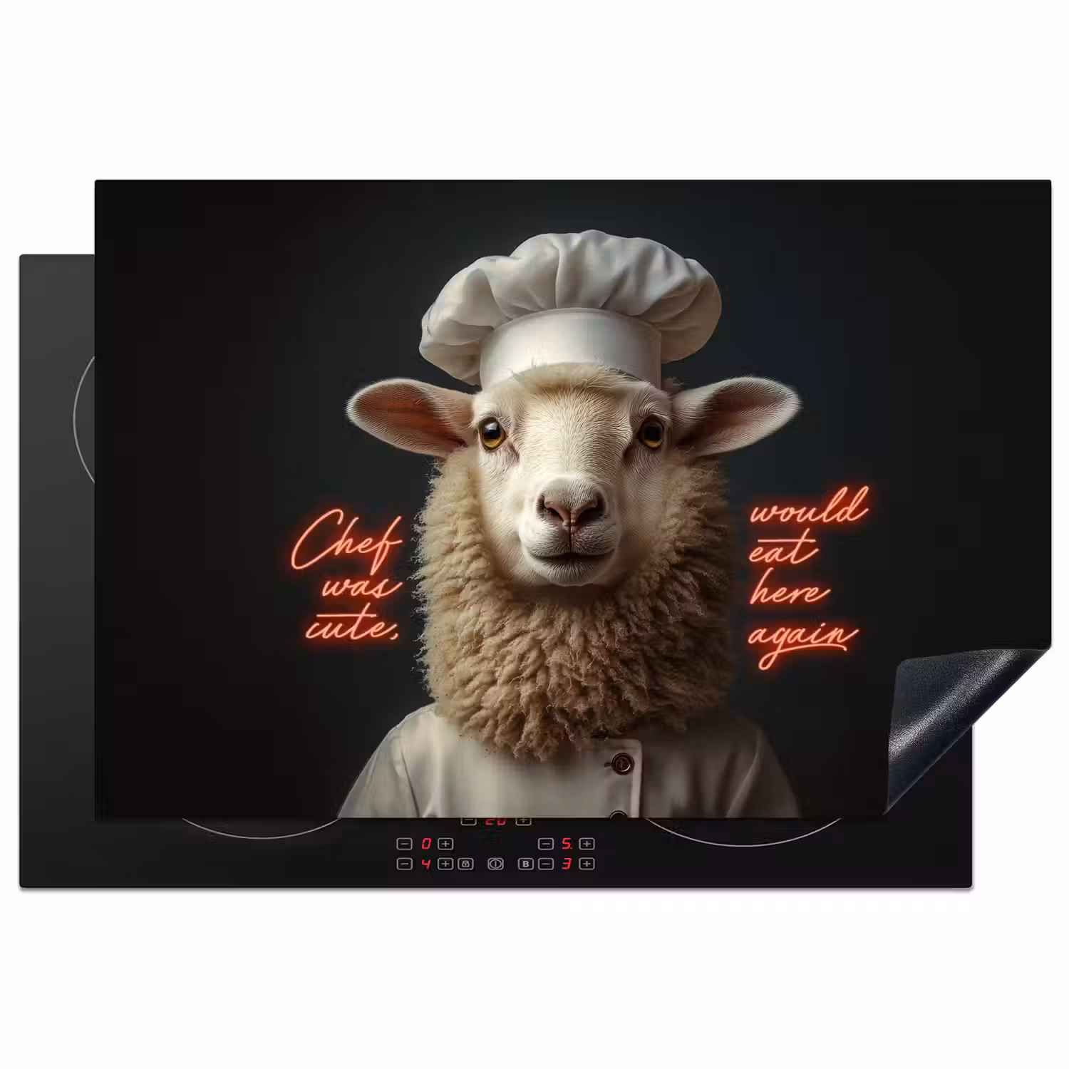 Schaap - Kokskleding - Neon - Quote Inductie beschermer vinyl 3mm klein -3d