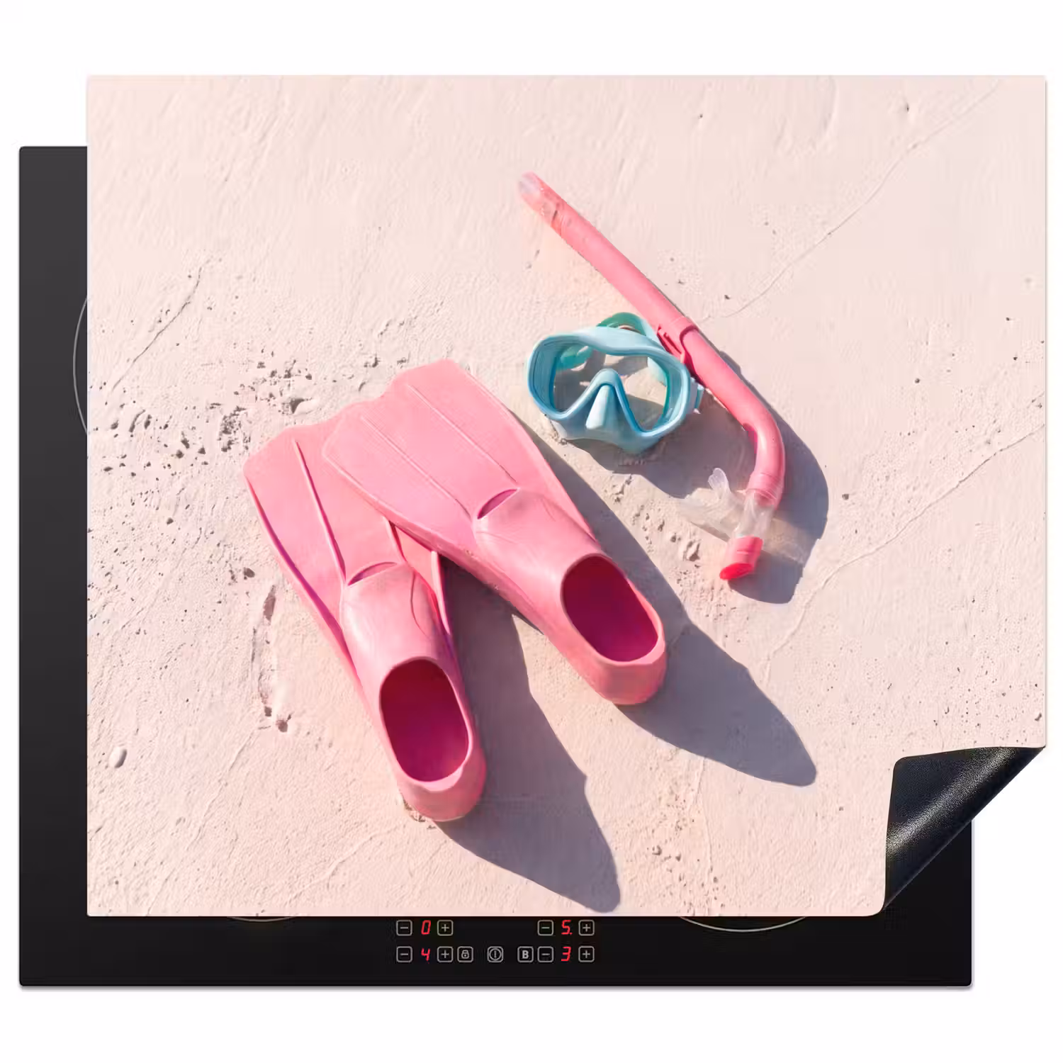 Snorkelset - Strand - Zomer - Roze Inductie beschermer vinyl 3mm middel -3d