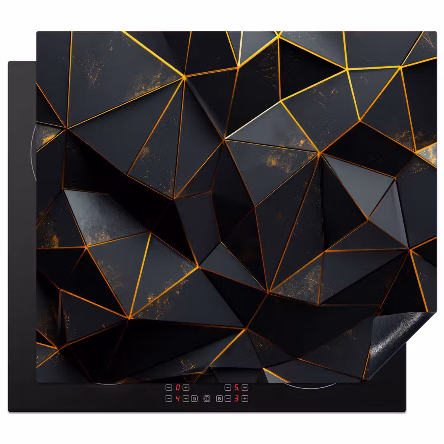 Zwart - Patroon - Goud - Structuur Inductie beschermer vinyl 3mm middel -3d
