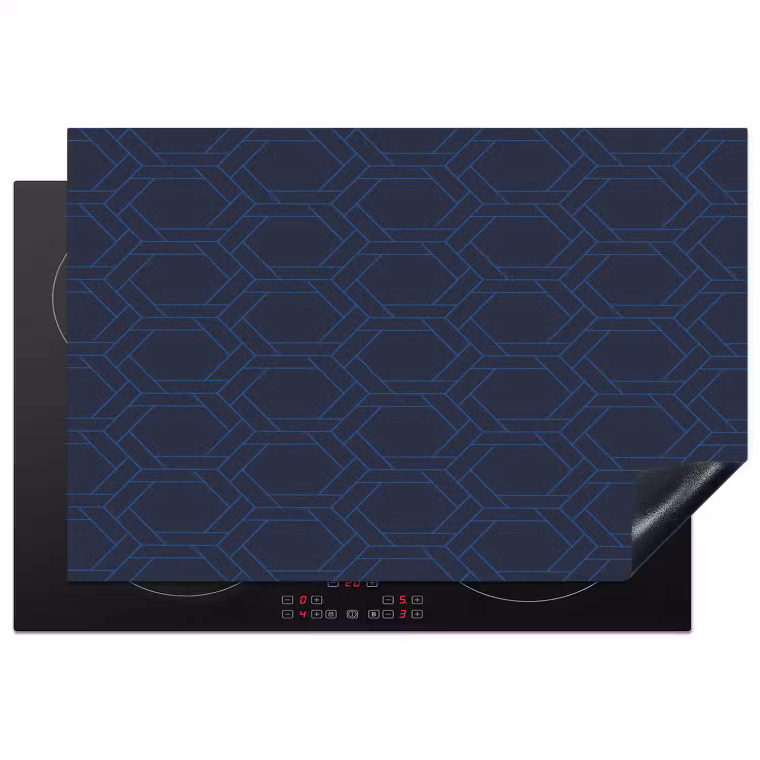 Hexagon - Patroon - Blauw Inductie beschermer vinyl 3mm klein 276 -3d
