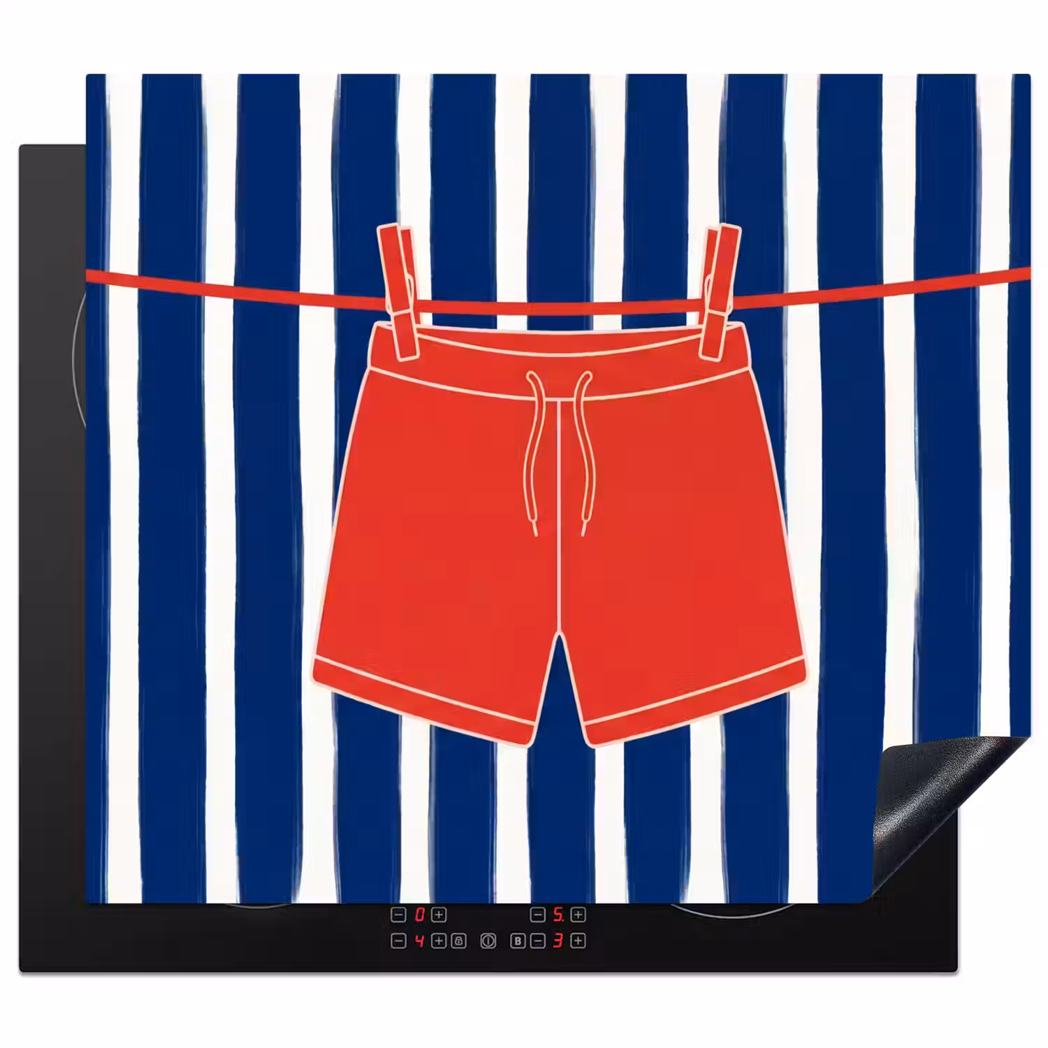 Shorts - Waslijn - Zomer - Illustratie - Rood Inductie beschermer vinyl 3mm middel -3d