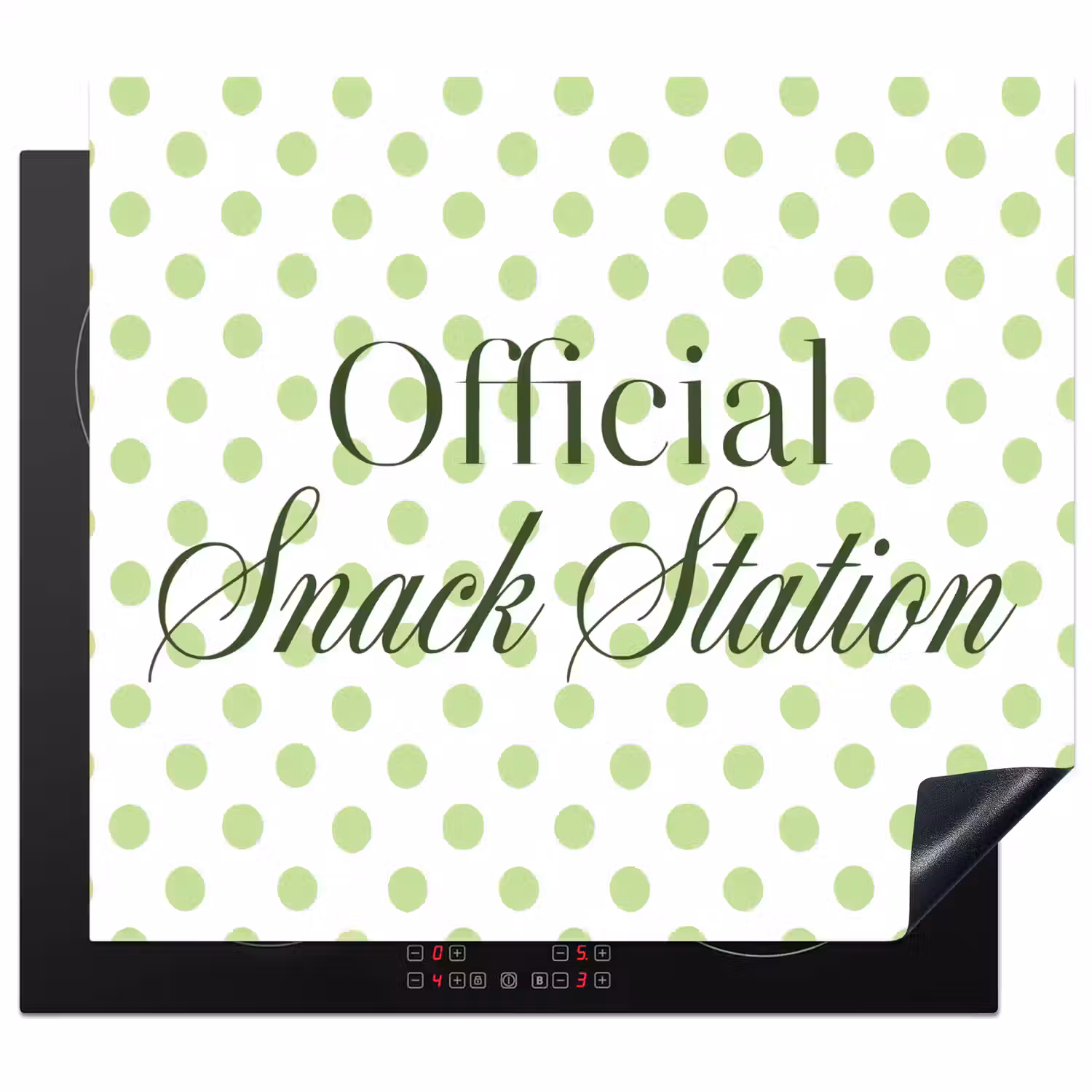 Snack Station - Groen - Stippen Inductie beschermer vinyl 3mm middel -3d