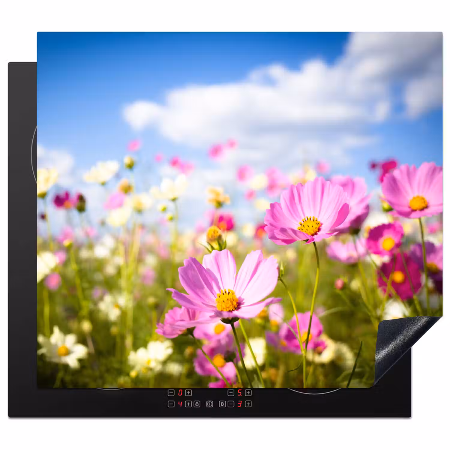 Zomerse Cosmea Inductie beschermer vinyl 3mm middel -3d